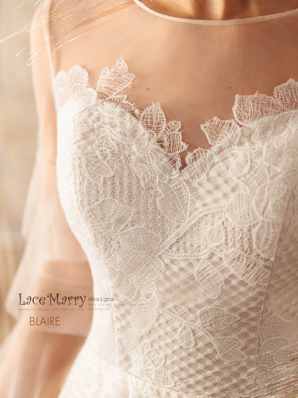 BLAIRE / A Line Lace Wedding Dress with Long Sleeves