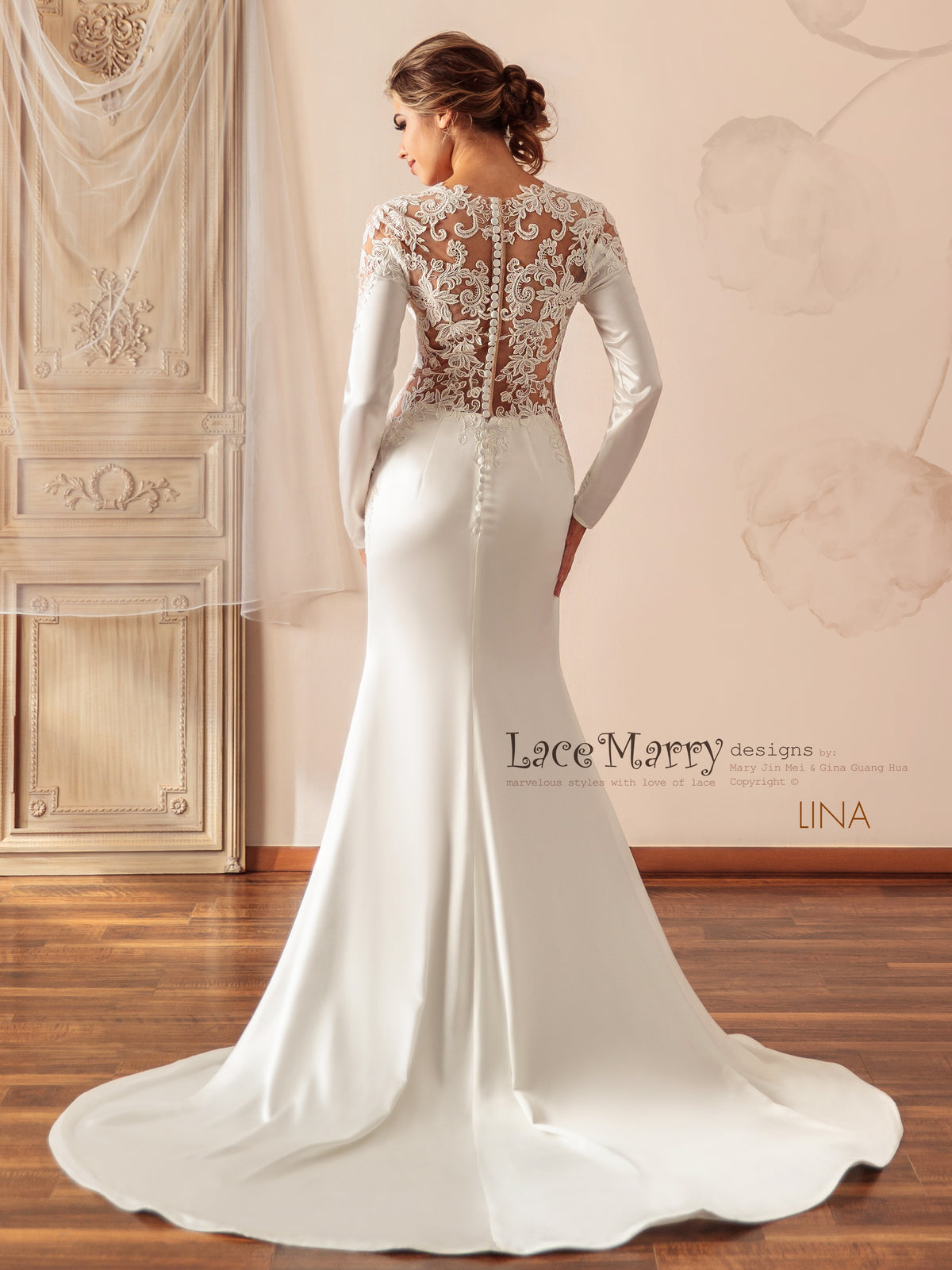 LINA / Plain Wedding Dress with Feminine Cut-out Bodice
