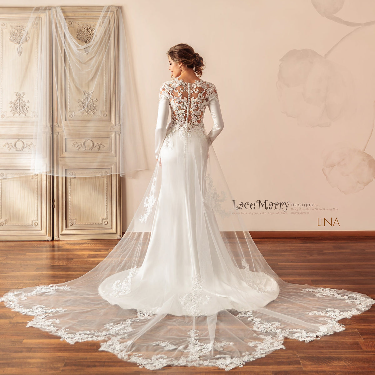 LINA TRAIN / Detachable Tulle Train with Lace Decoration