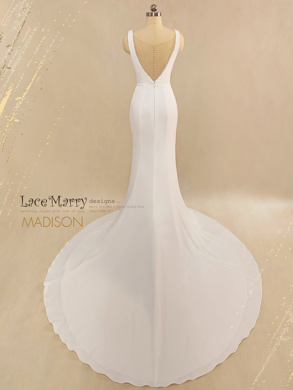 Long Sleeves Ivory Double FDY Mermaid Beaded Wedding Dresses Long Sleeves Ivory Double FDY Mermaid Beaded Wedding Dresses
