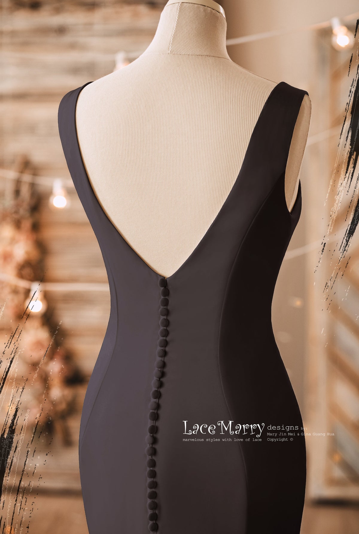 CLEMENTINE / Black Wedding Dress in Simple and Elegant Design