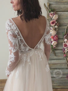 Sexy Back Wedding Dress with Ombre Tulle Skirt