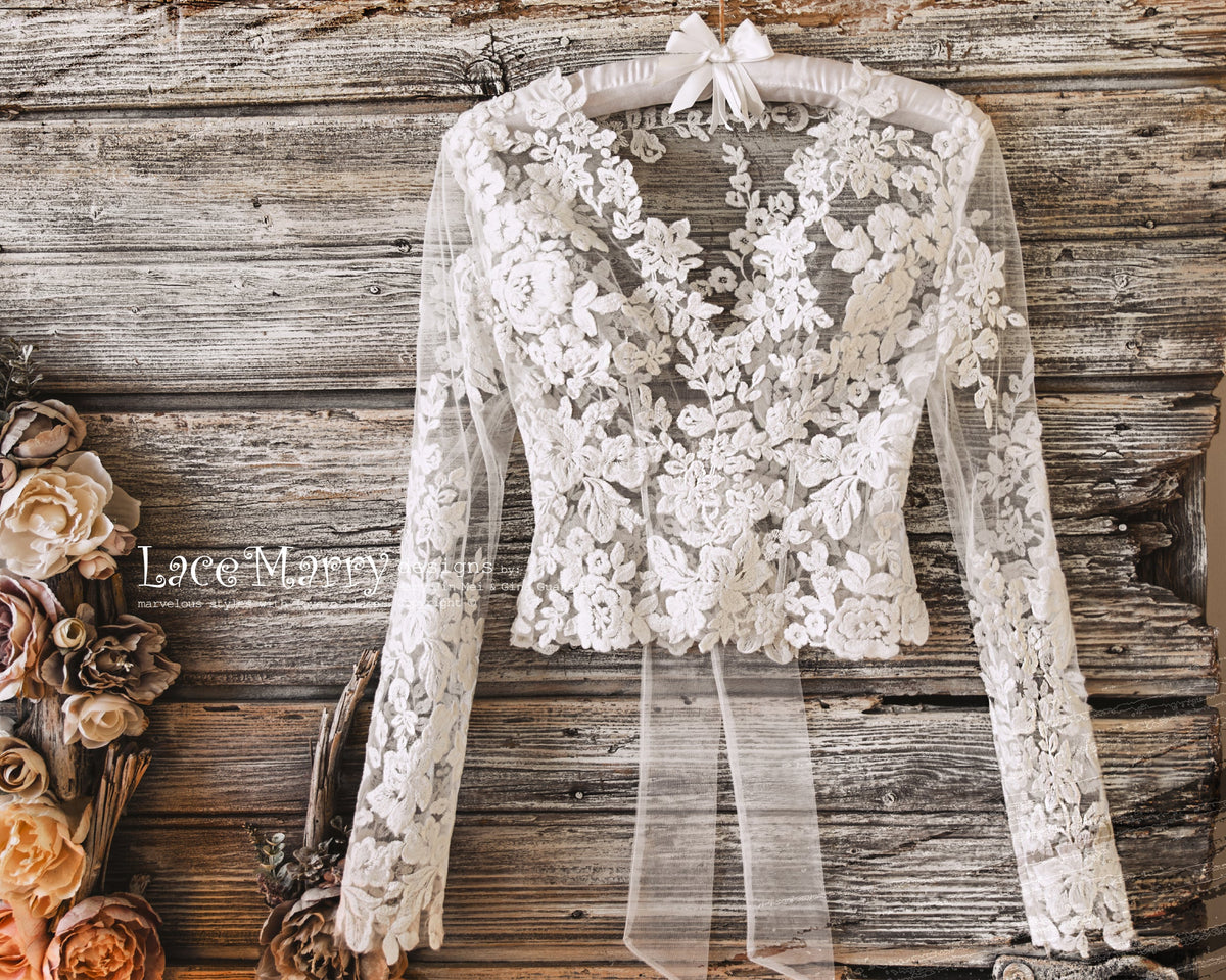 ERIKA #10 / Soft Bridal Crop Top with Long Sleeves