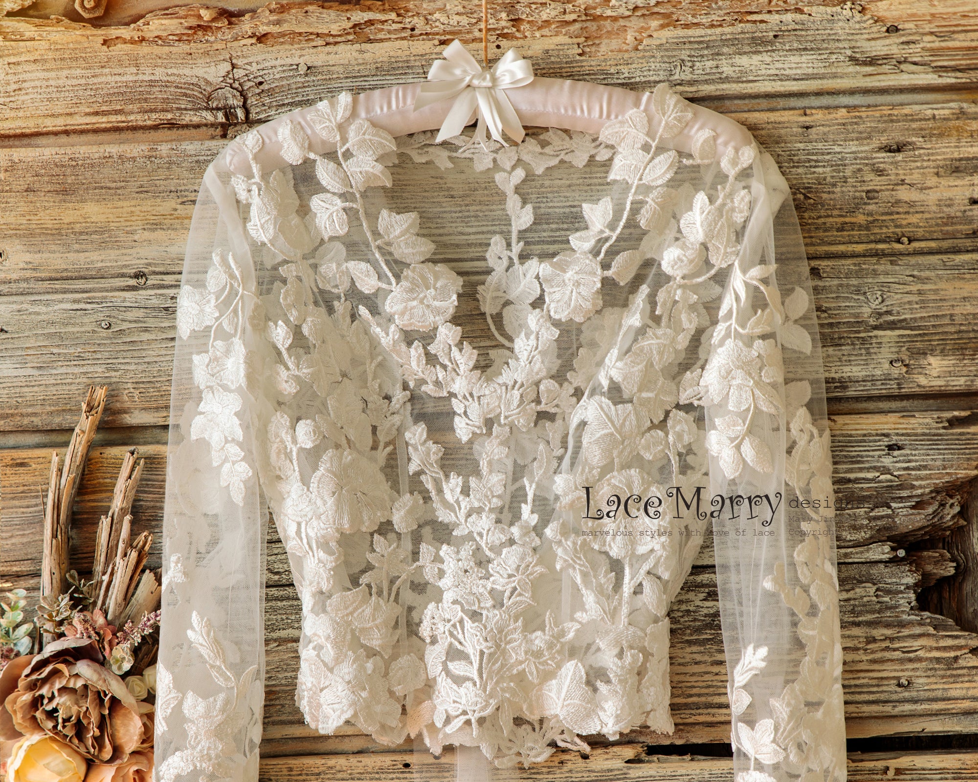 Bridal Lace Top with Long Lace Sleeves