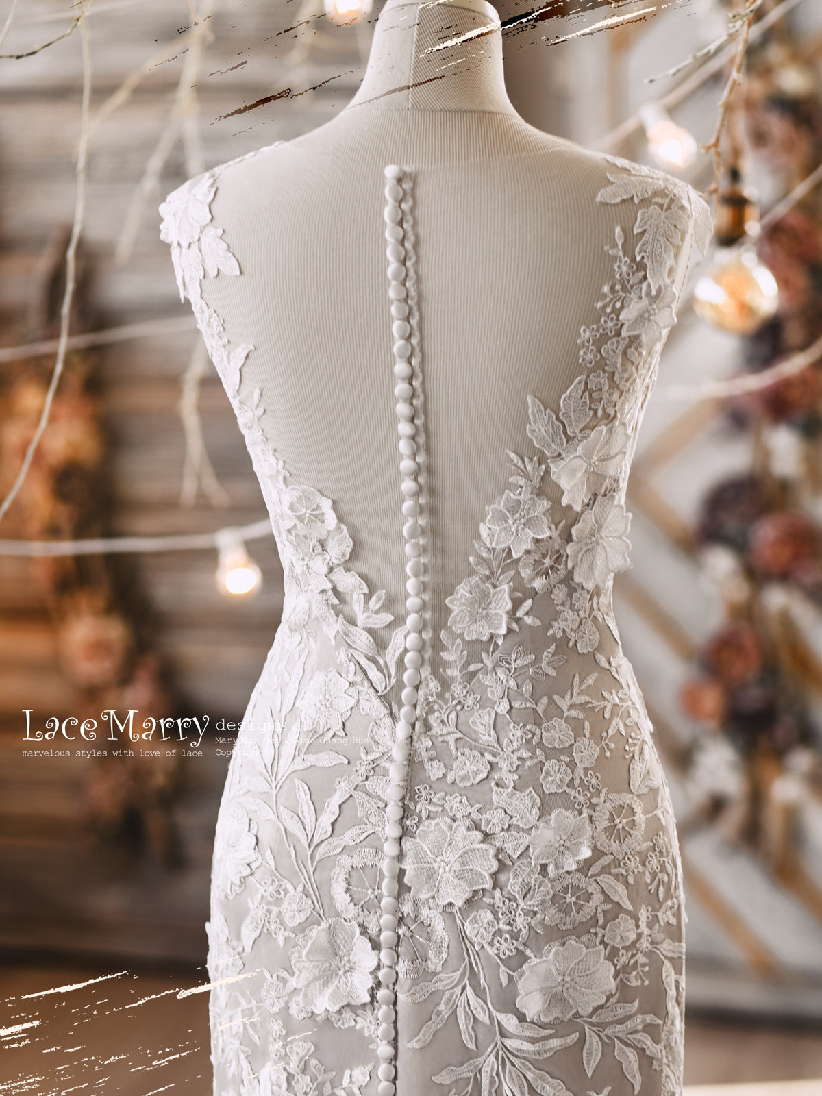 Romantic Illusion Back Boho Wedding Dress