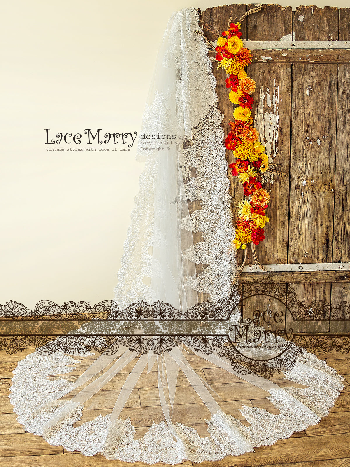 Wedding Veil with Wide Lace