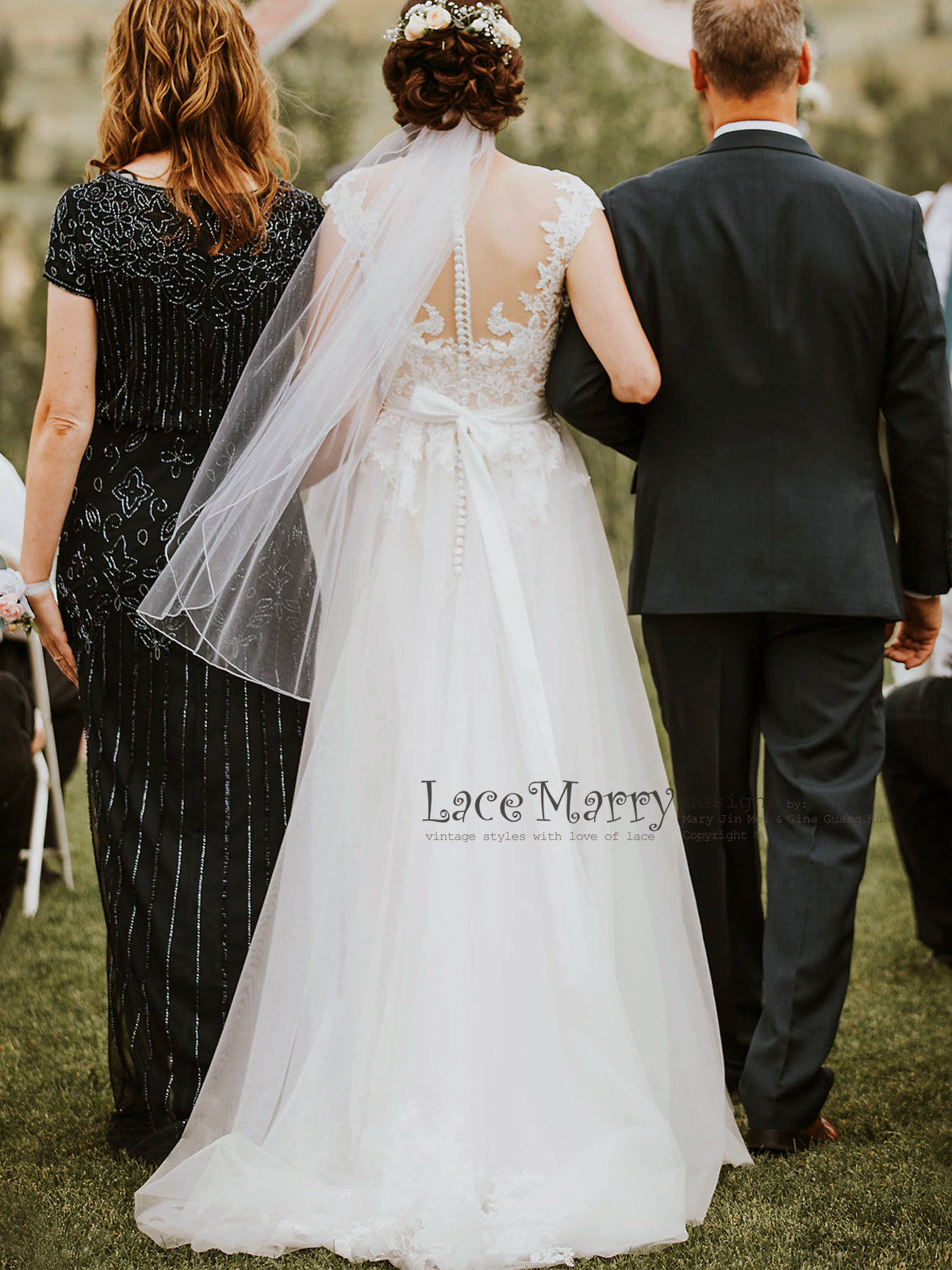 Sheer Back Lace Wedding Dress