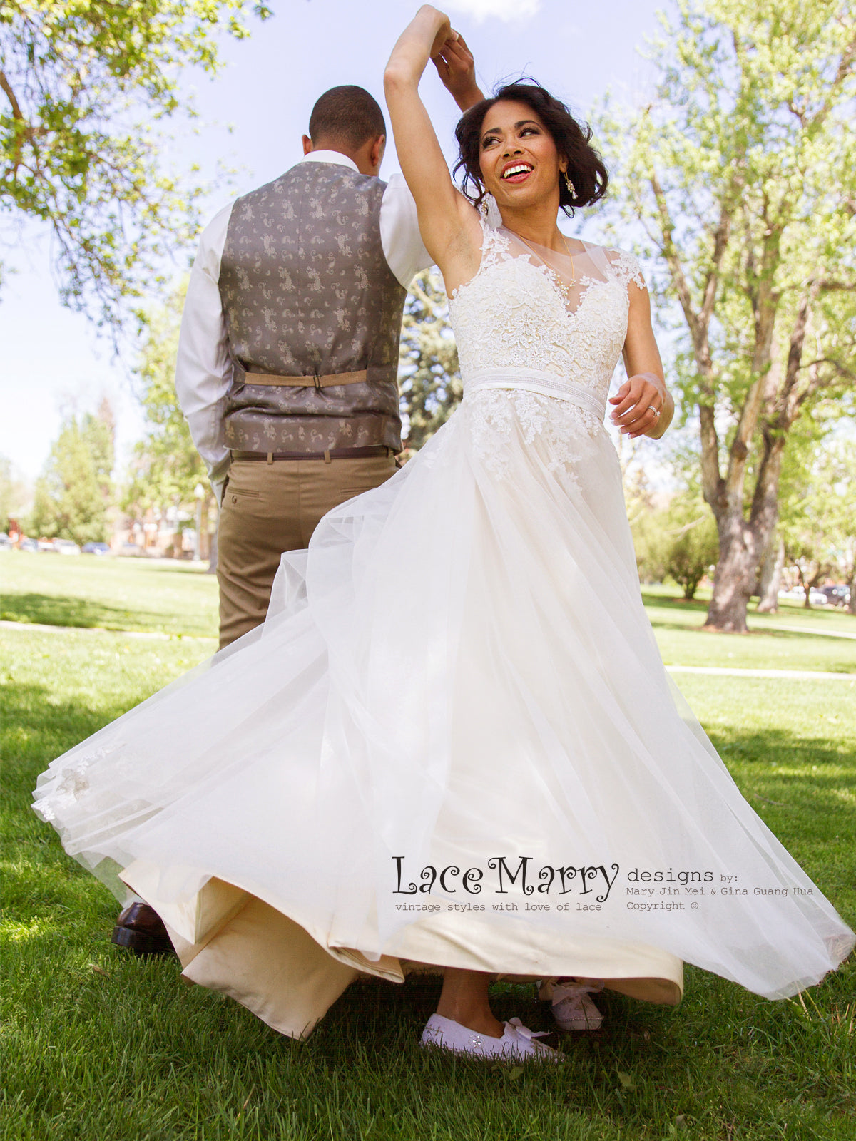 Boho Lace Wedding Dress from Airy Tulle