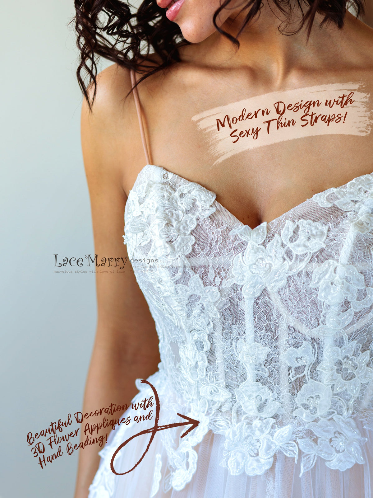 Sweetheart Neckline with Sparkling Flower Appliques