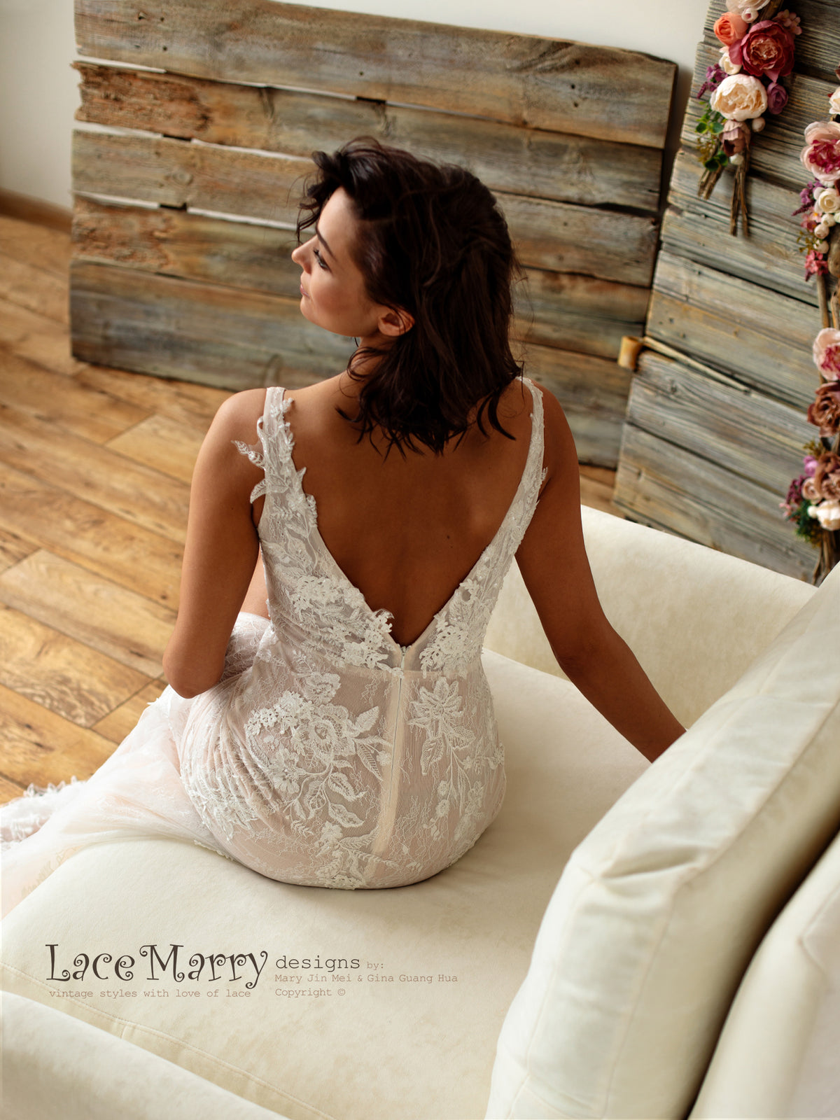 Lace Wedding Dress with Hand Beading