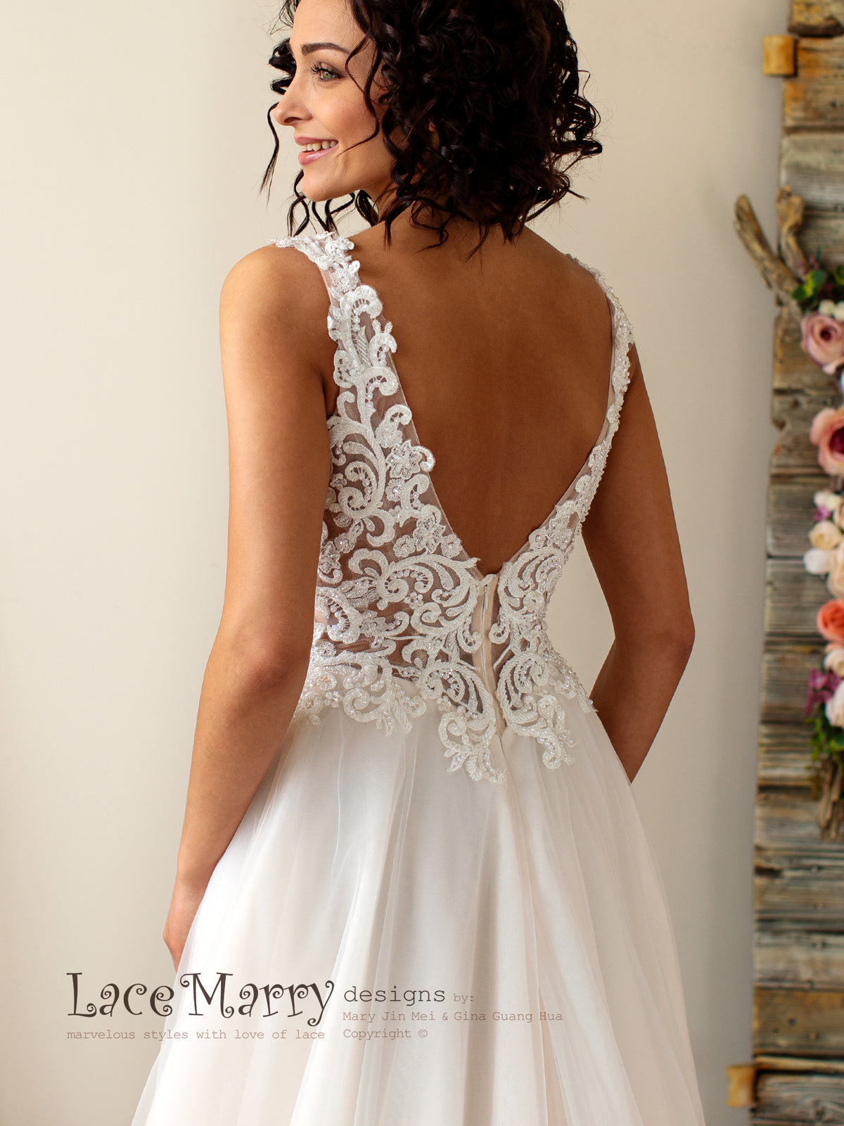 Wedding Dress with Lace Straps