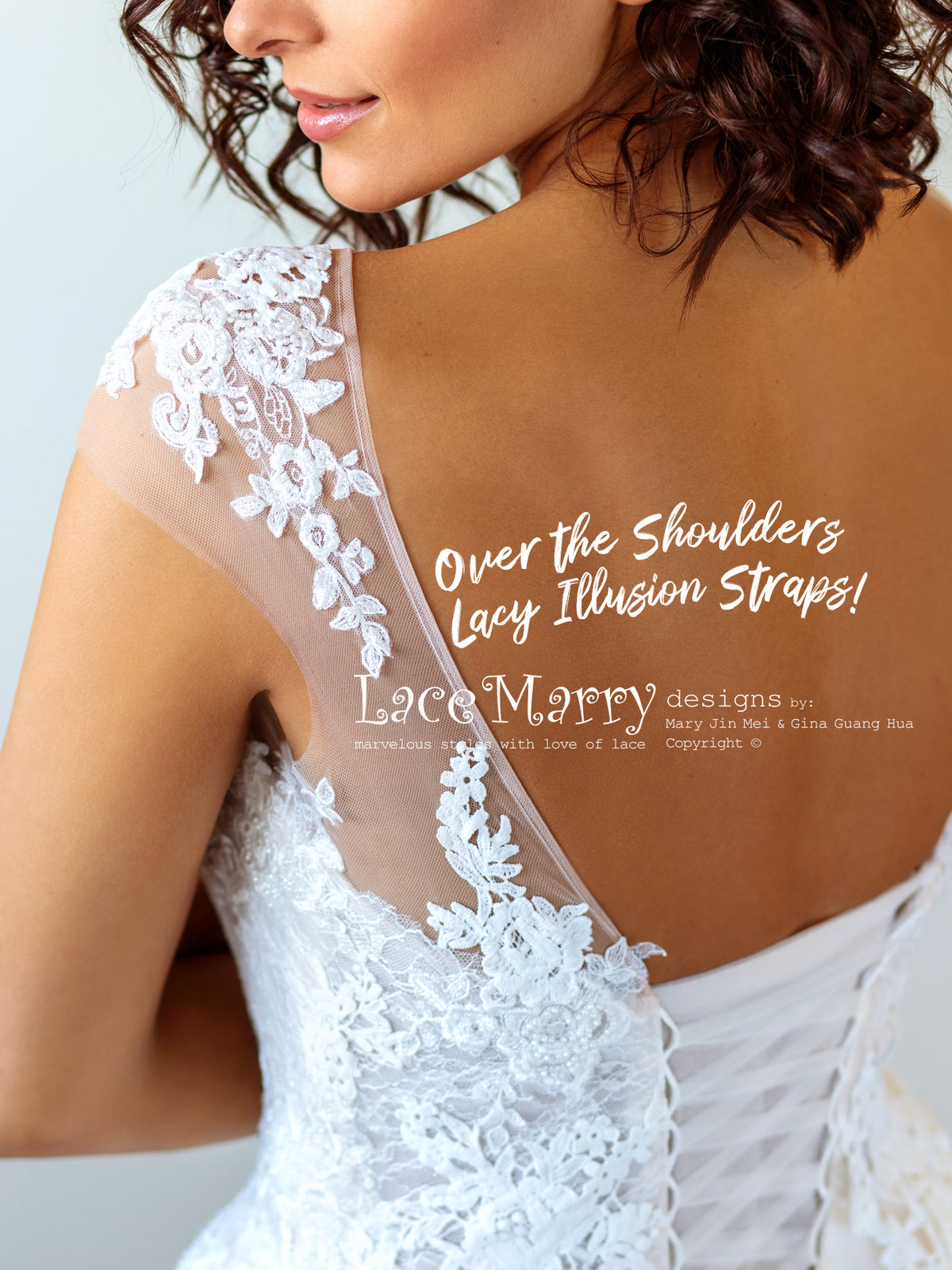 Lace Straps Wedding Dress with Corset Back