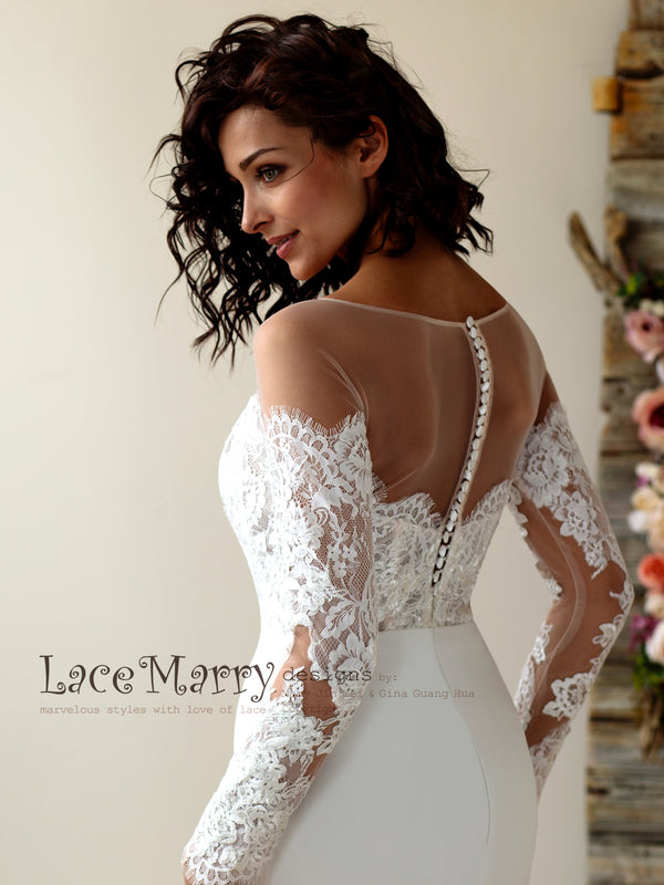 long sleeve lace off the shoulder dress Long Sleeve Off-Shoulder Beaded Lace Gown