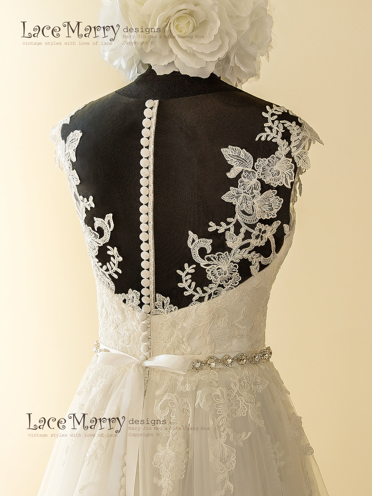 Lace Applique Stitched Wedding Dress