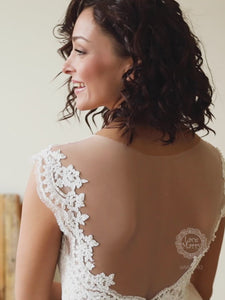 Boho Wedding Dress with Illusion Neckline and Back