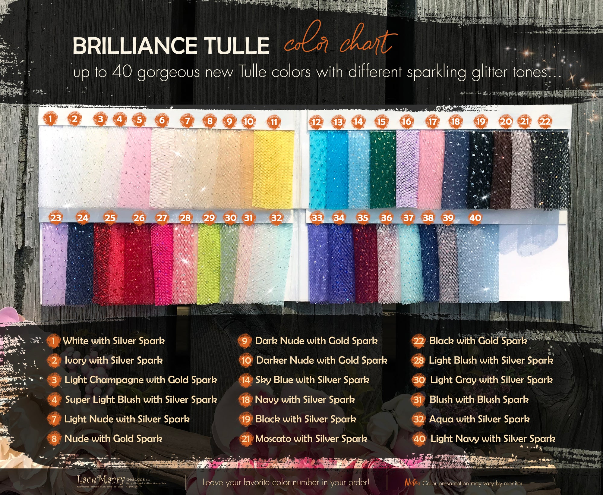 Glitter Tulle Color Chart