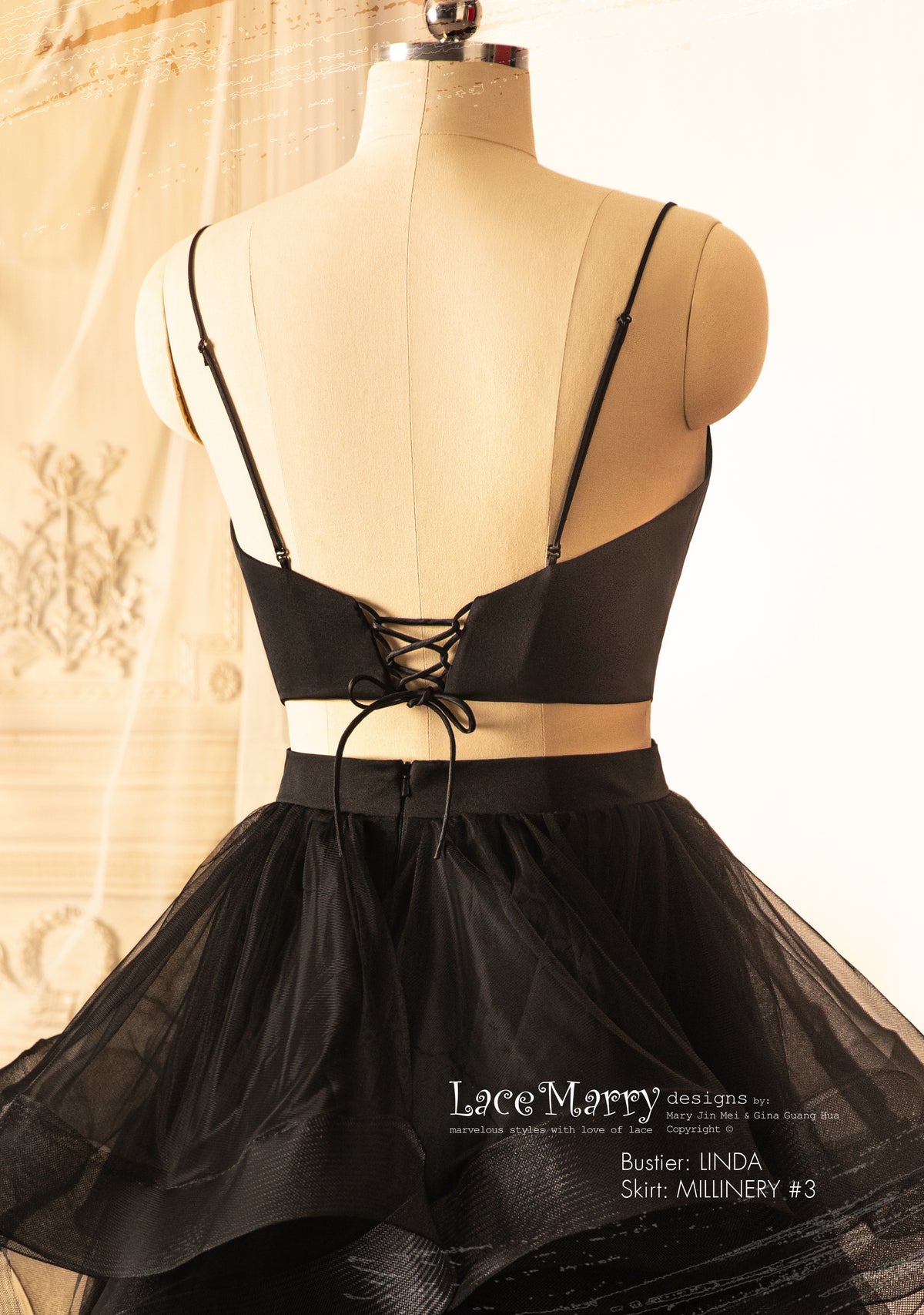 MILLINERY #3 / A Line Black Bridal Skirt with Multiple Layers