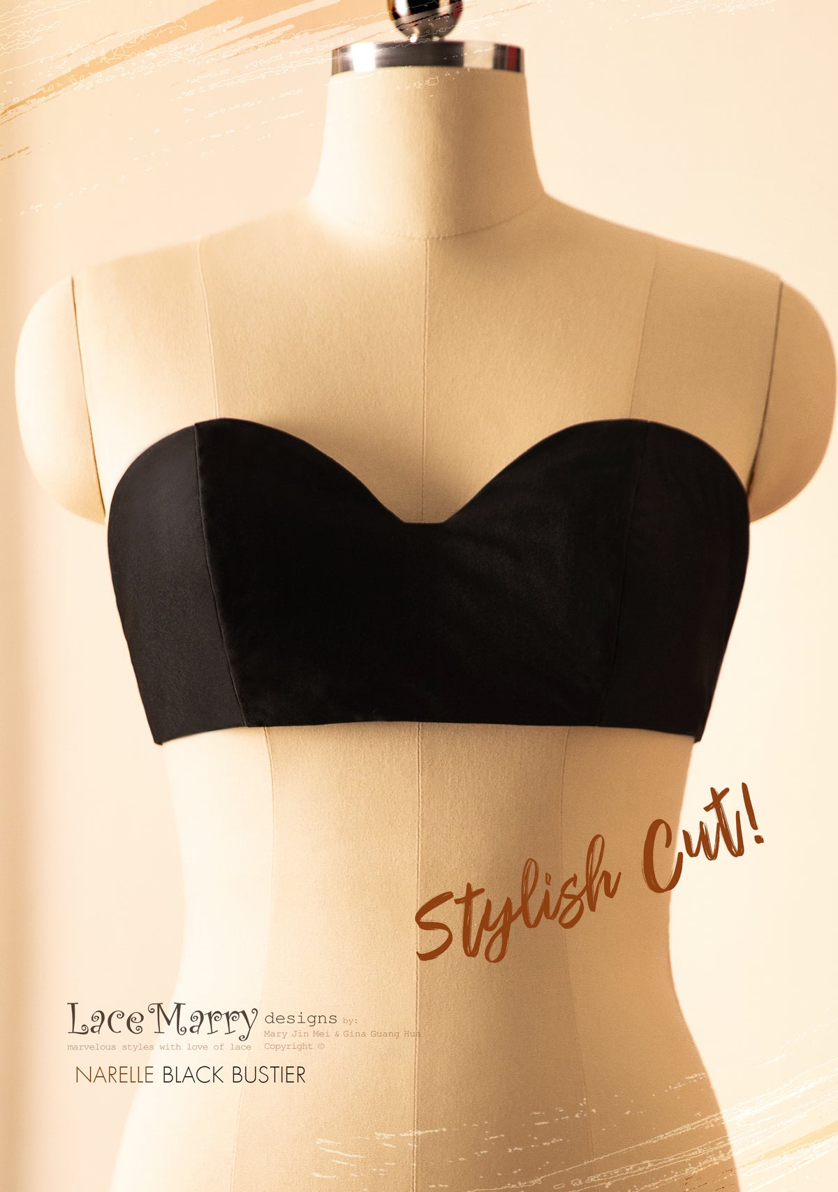 NARELLE / Black Bustier with Sweetheart Neckline