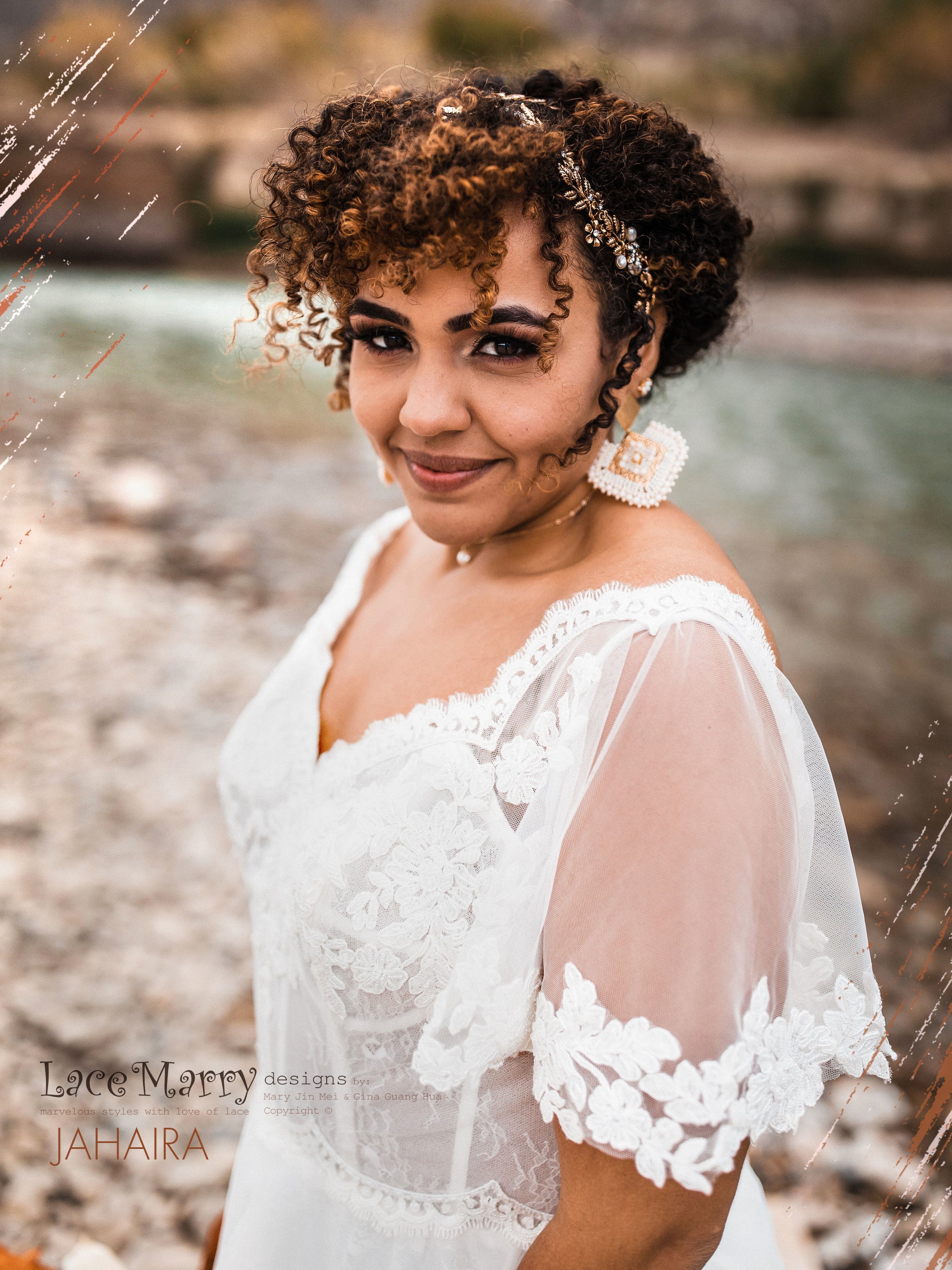 JAHAIRA / Butterfly Sleeves Boho Wedding Dress - LaceMarry JAHAIRA / Butterfly Sleeves Boho Wedding Dress - LaceMarry