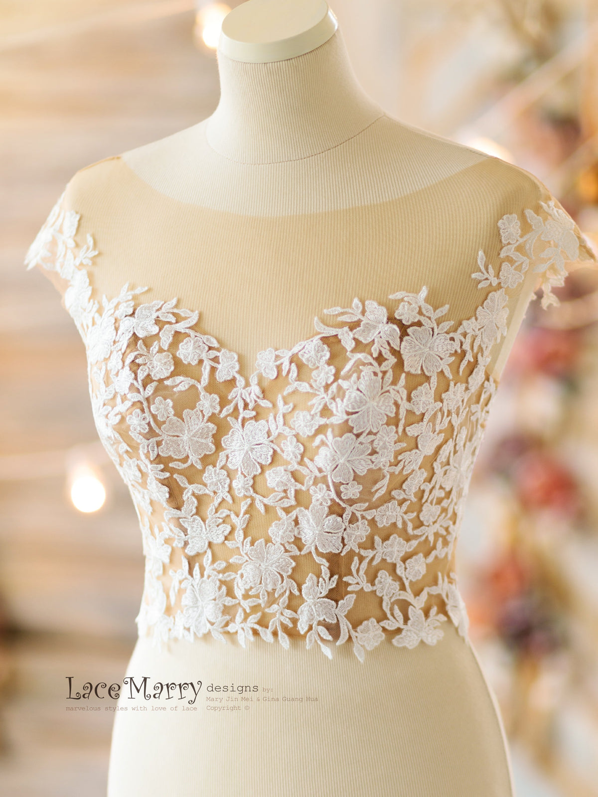 Illusion Neckline Wedding Bolero