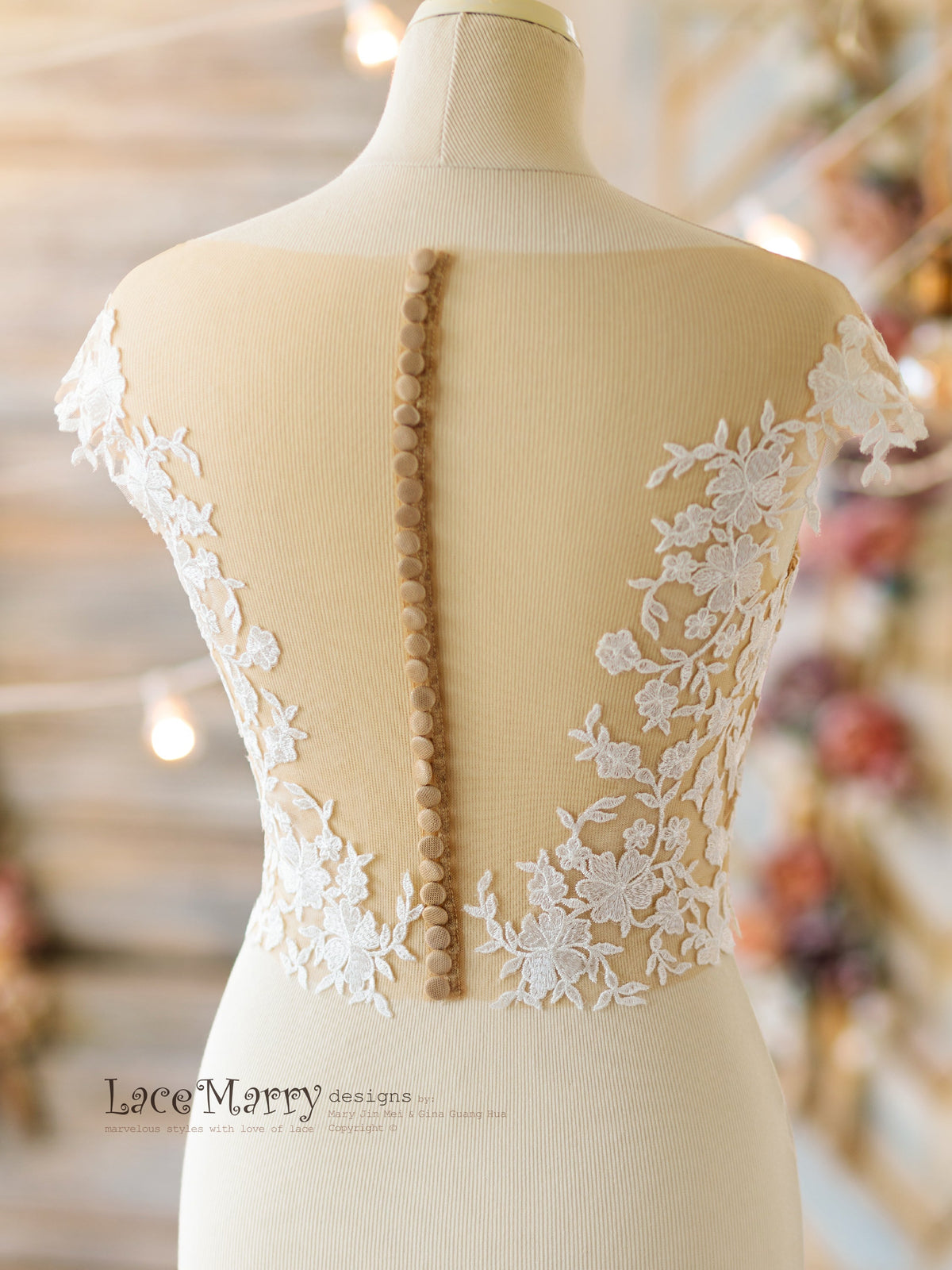 Romantic Lace Topper with Full Row of Buttons
