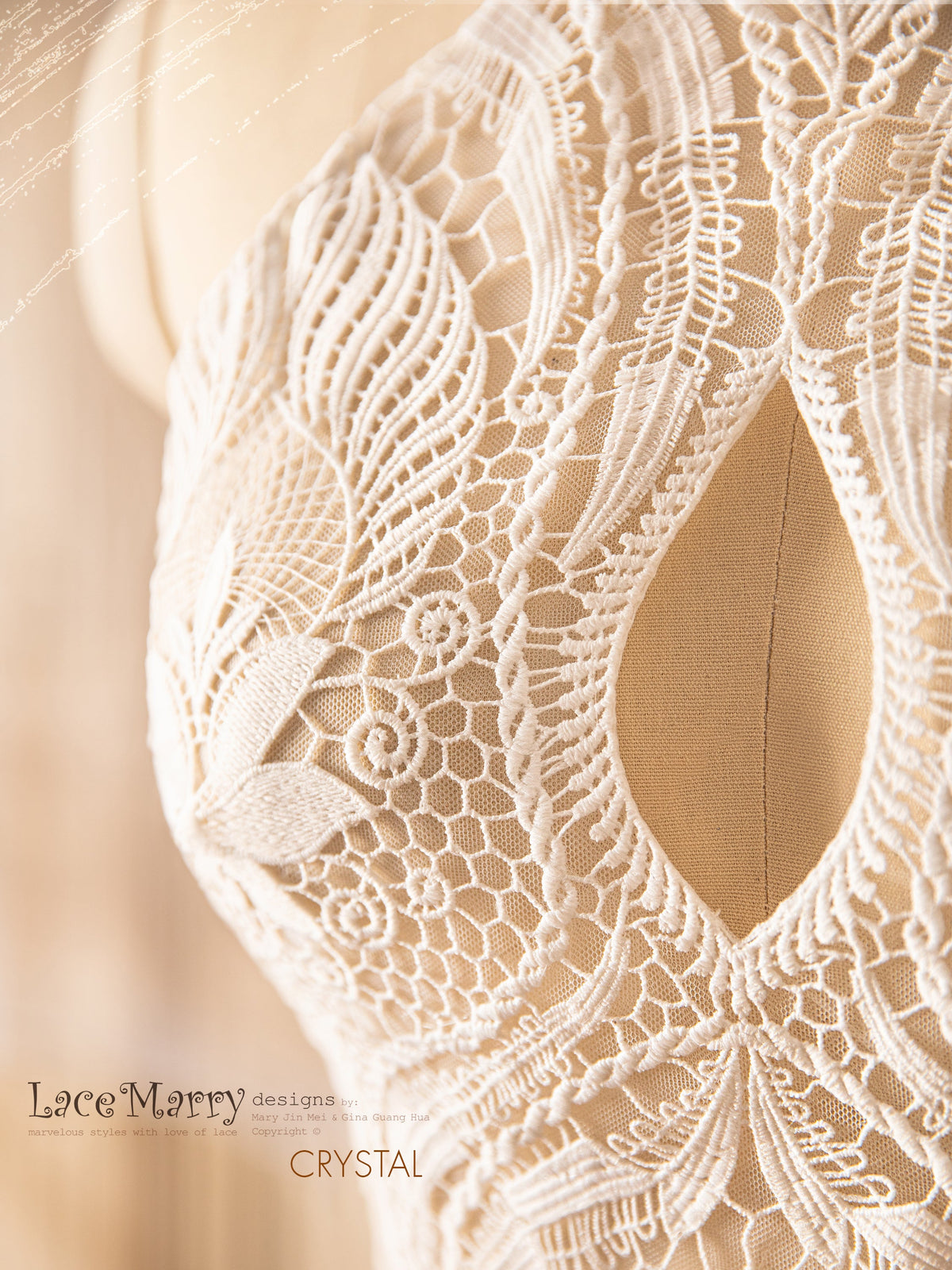 CRYSTAL / Bridal Boho Lace Top from Macrame Lace