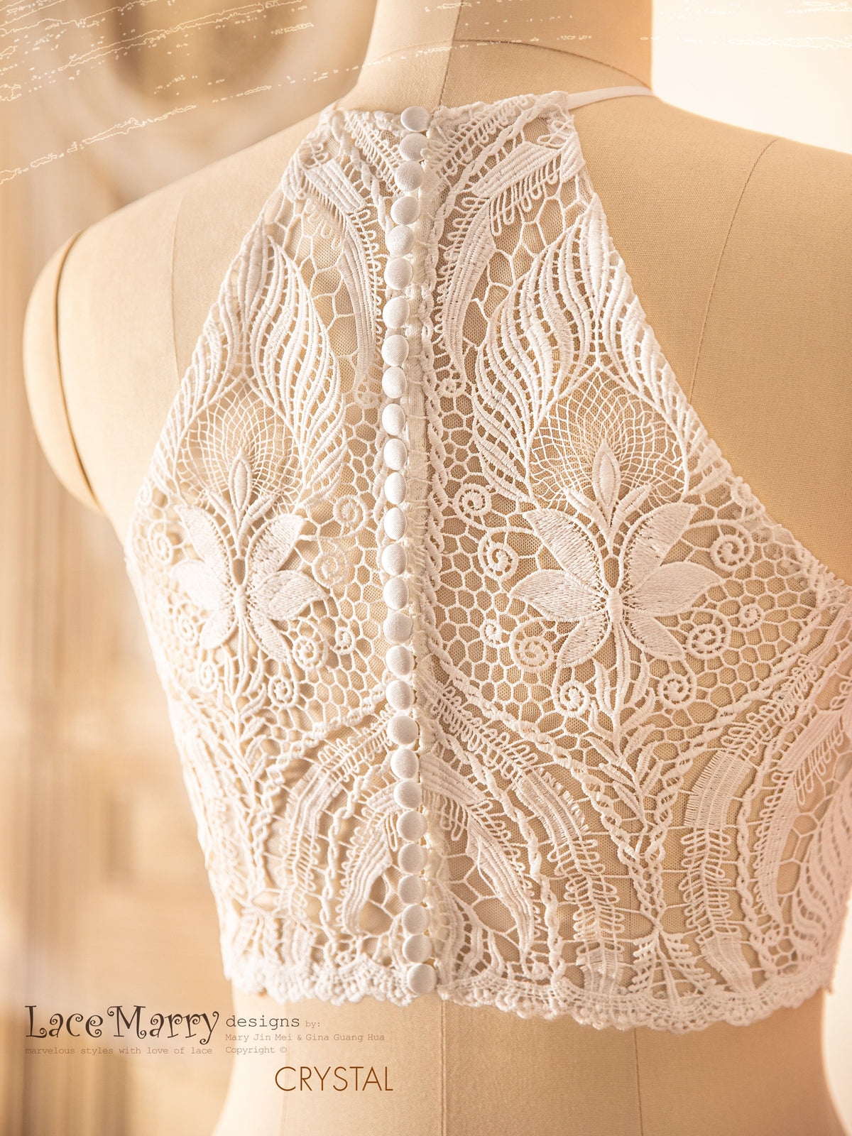 CRYSTAL / Bridal Boho Lace Top from Macrame Lace