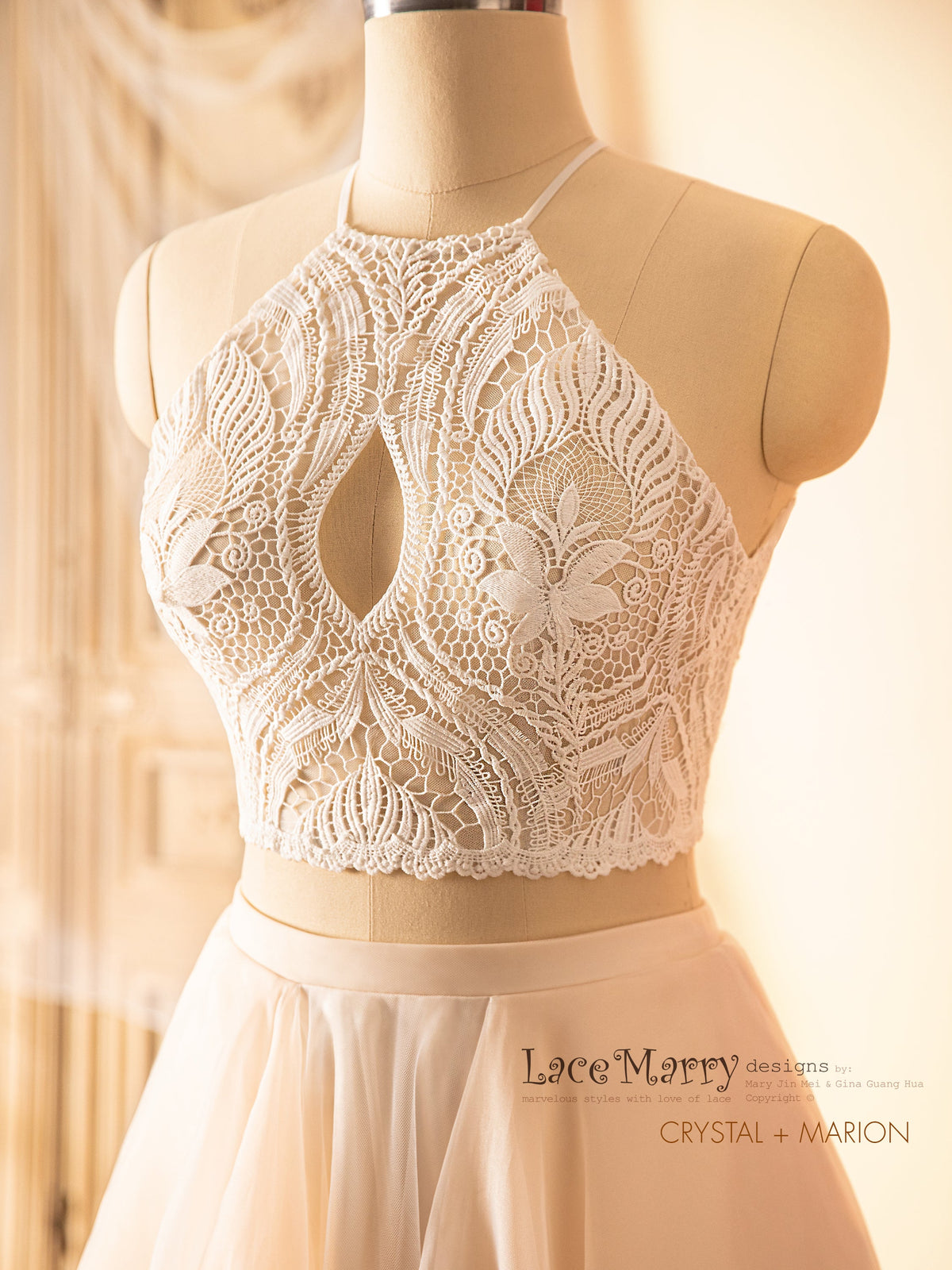 CRYSTAL / Bridal Boho Lace Top from Macrame Lace