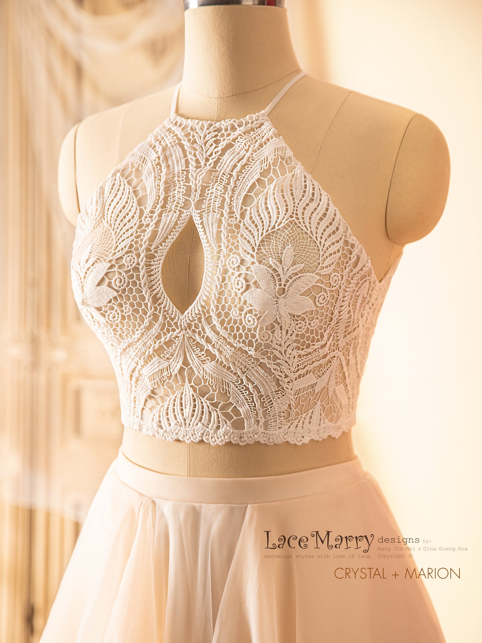 CRYSTAL / Bridal Boho Lace Top from Macrame Lace - LaceMarry CRYSTAL / Bridal Boho Lace Top from Macrame Lace - LaceMarry