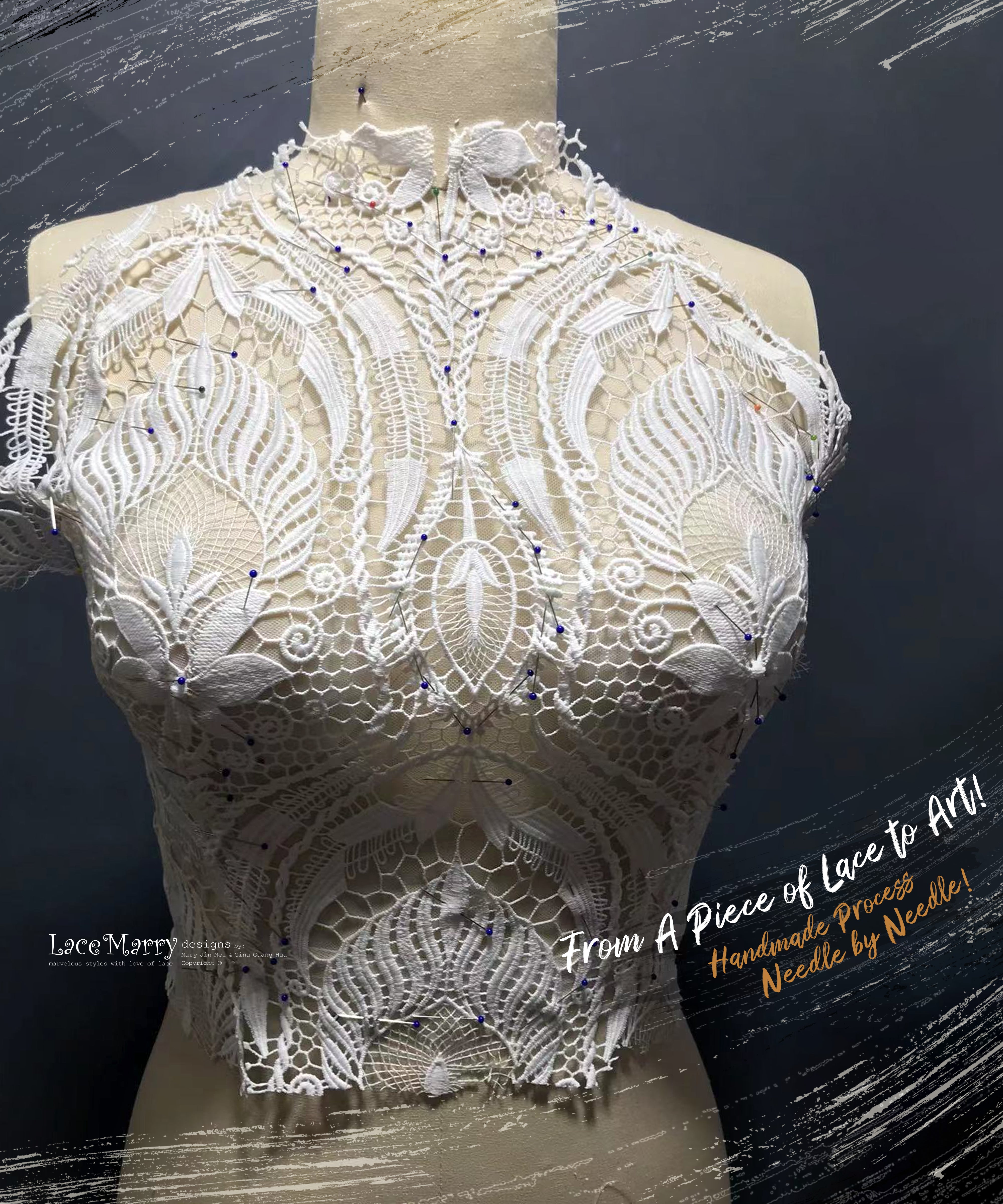 CRYSTAL / Bridal Boho Lace Top from Macrame Lace - LaceMarry