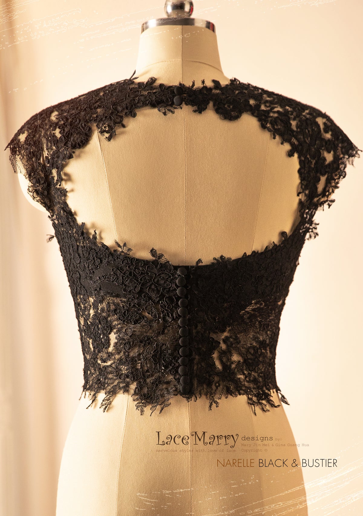 NARELLE / Black Bustier with Sweetheart Neckline