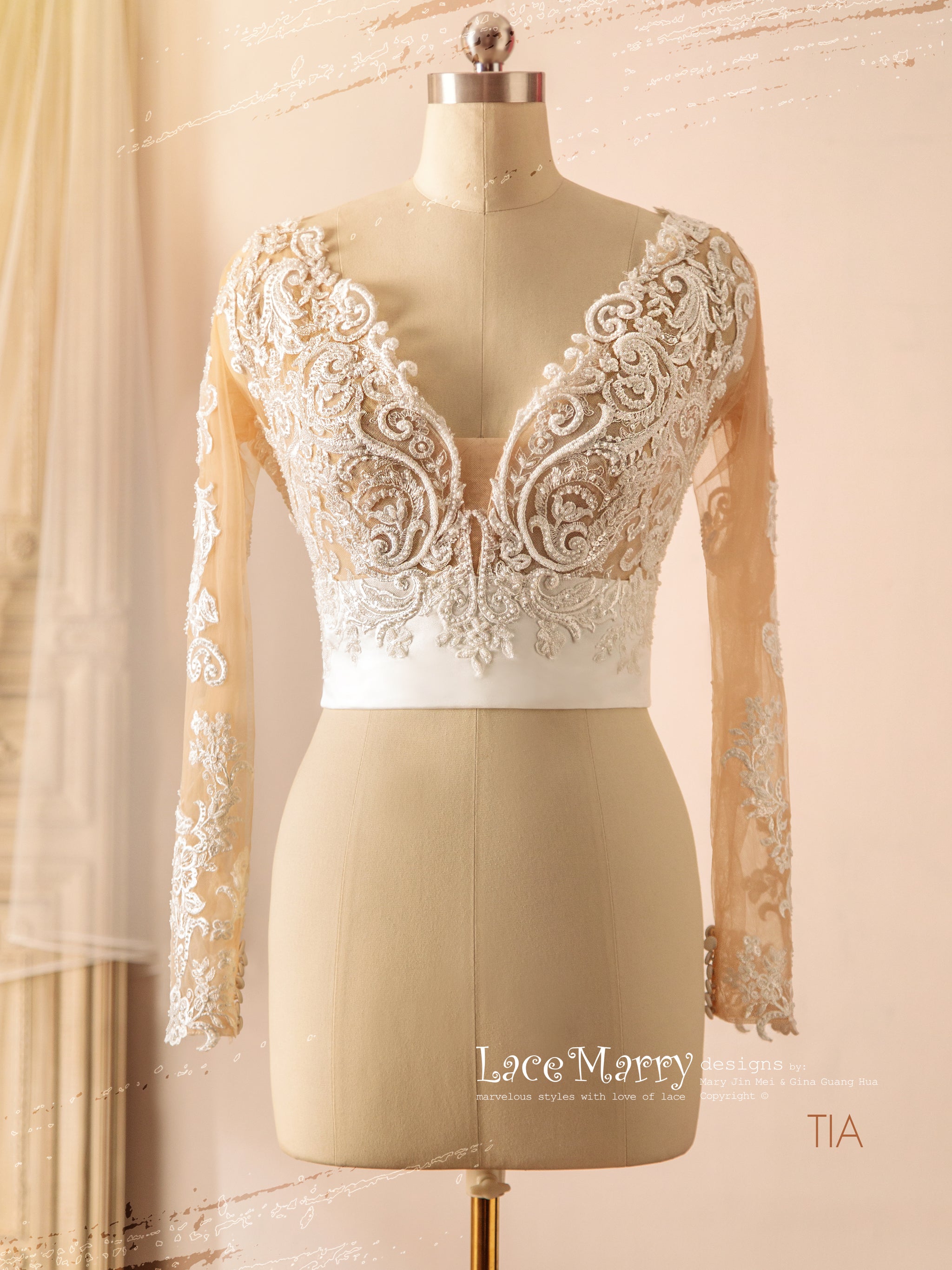 TIA / Bridal Bolero with Intricate Beading - LaceMarry TIA / Bridal Bolero with Intricate Beading - LaceMarry