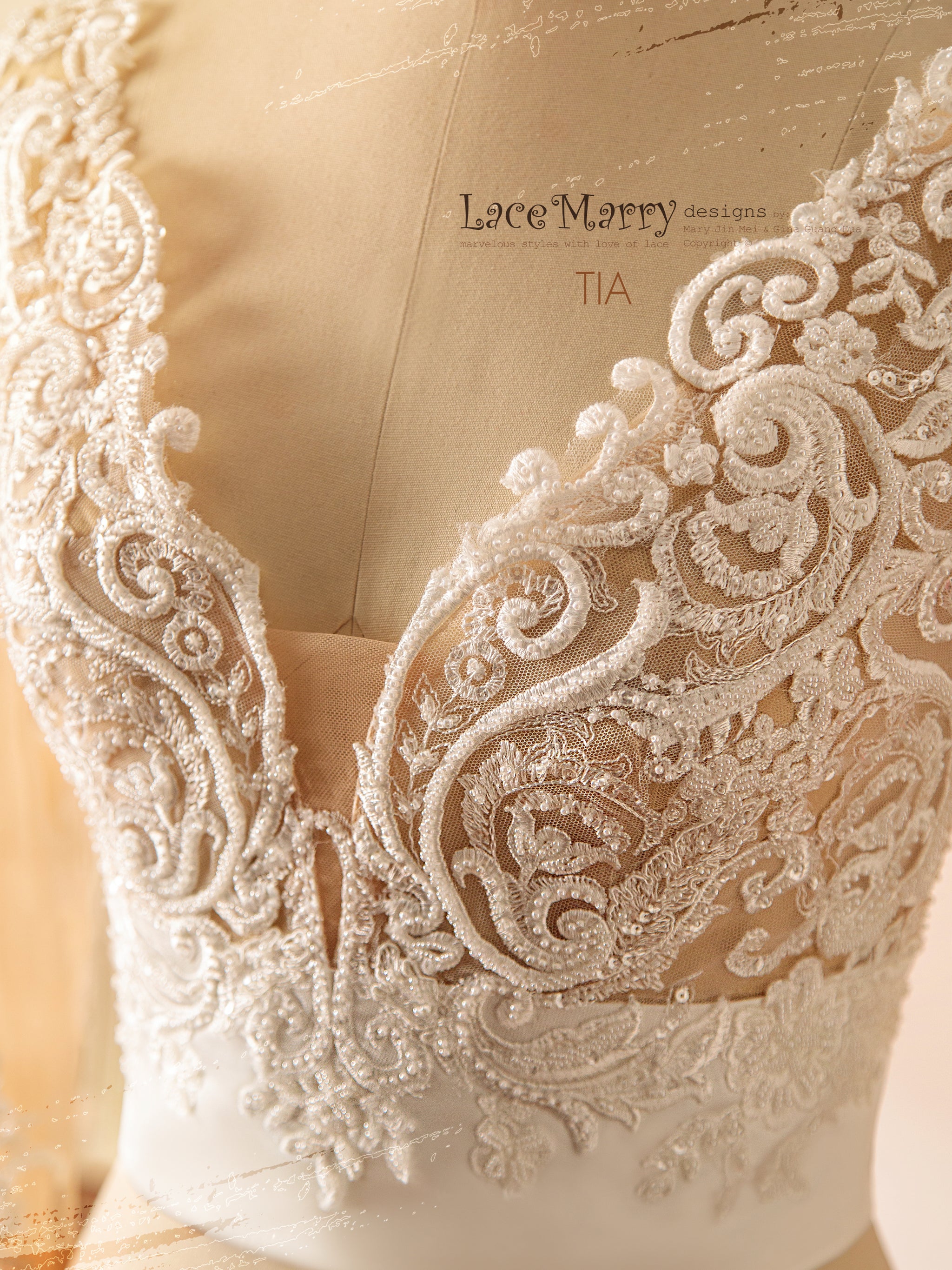 TIA / Bridal Bolero with Intricate Beading - LaceMarry TIA / Bridal Bolero with Intricate Beading - LaceMarry