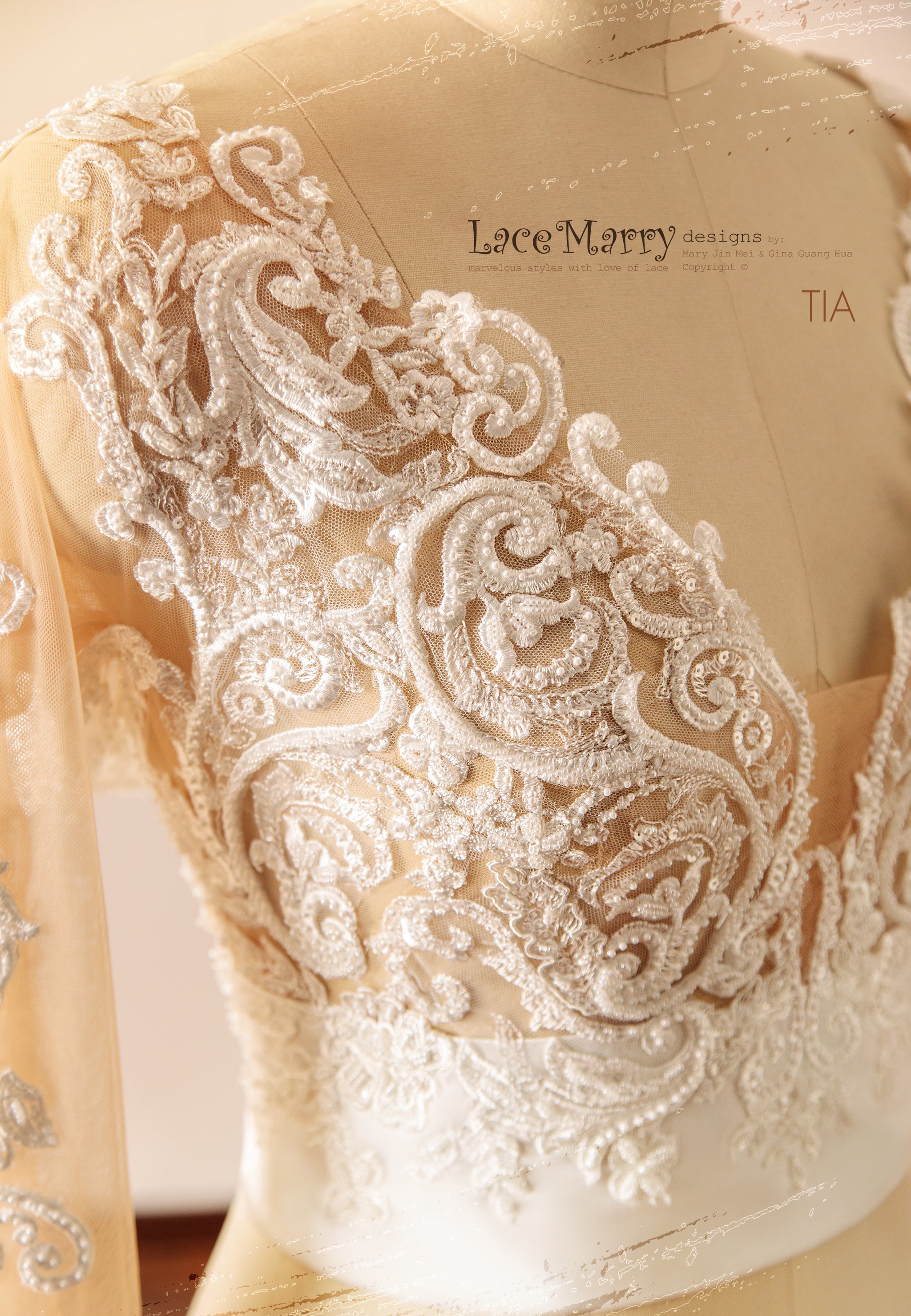 TIA / Bridal Bolero with Intricate Beading - LaceMarry TIA / Bridal Bolero with Intricate Beading - LaceMarry