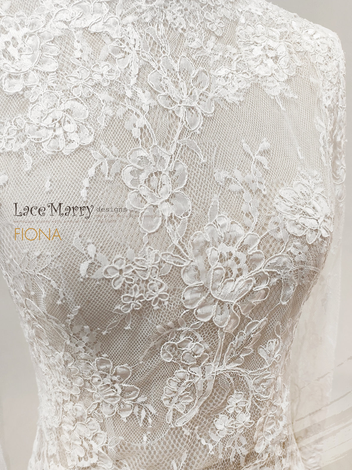 FIONA/ High Neckline Lace Bolero with Long Sleeves