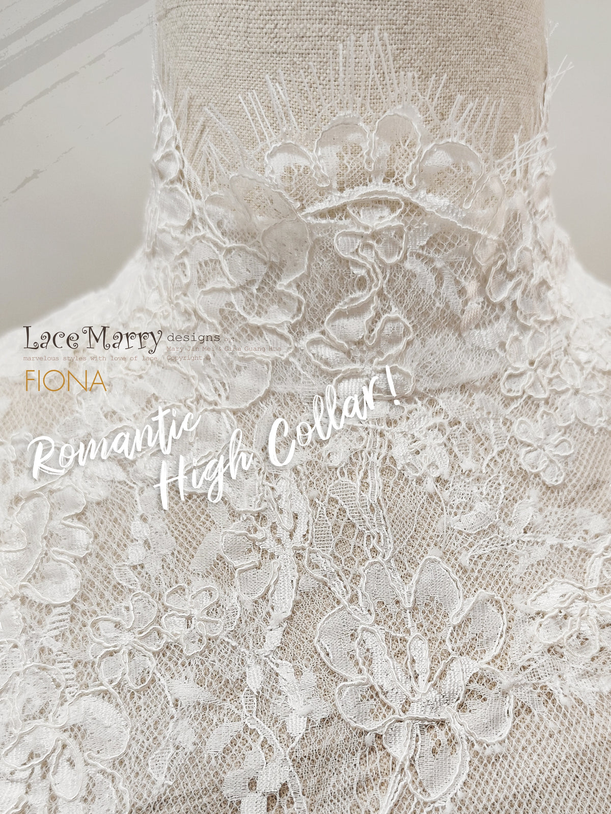 FIONA/ High Neckline Lace Bolero with Long Sleeves