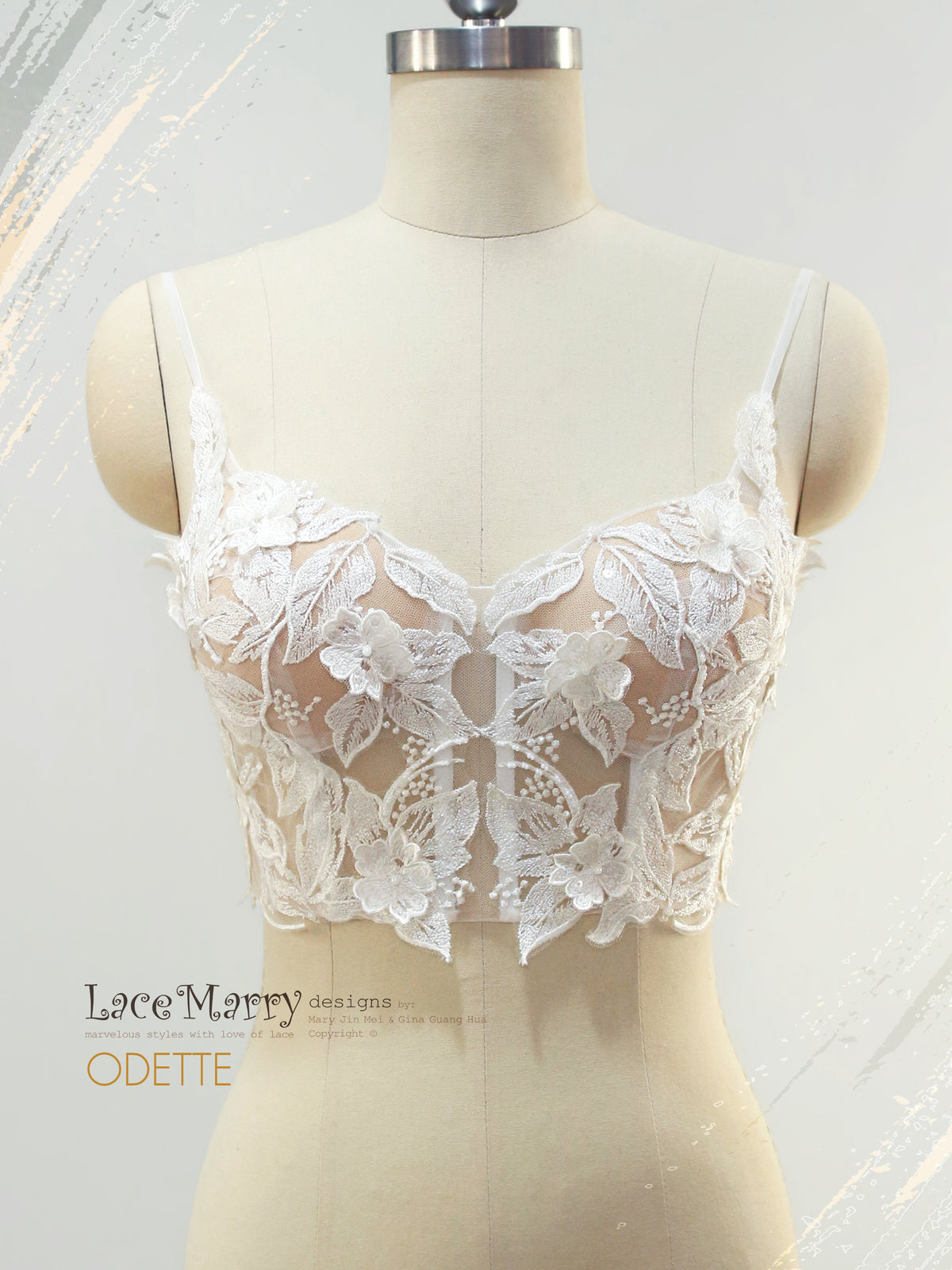 ODETTE / Sexy Lace Crop Top with Thin Straps