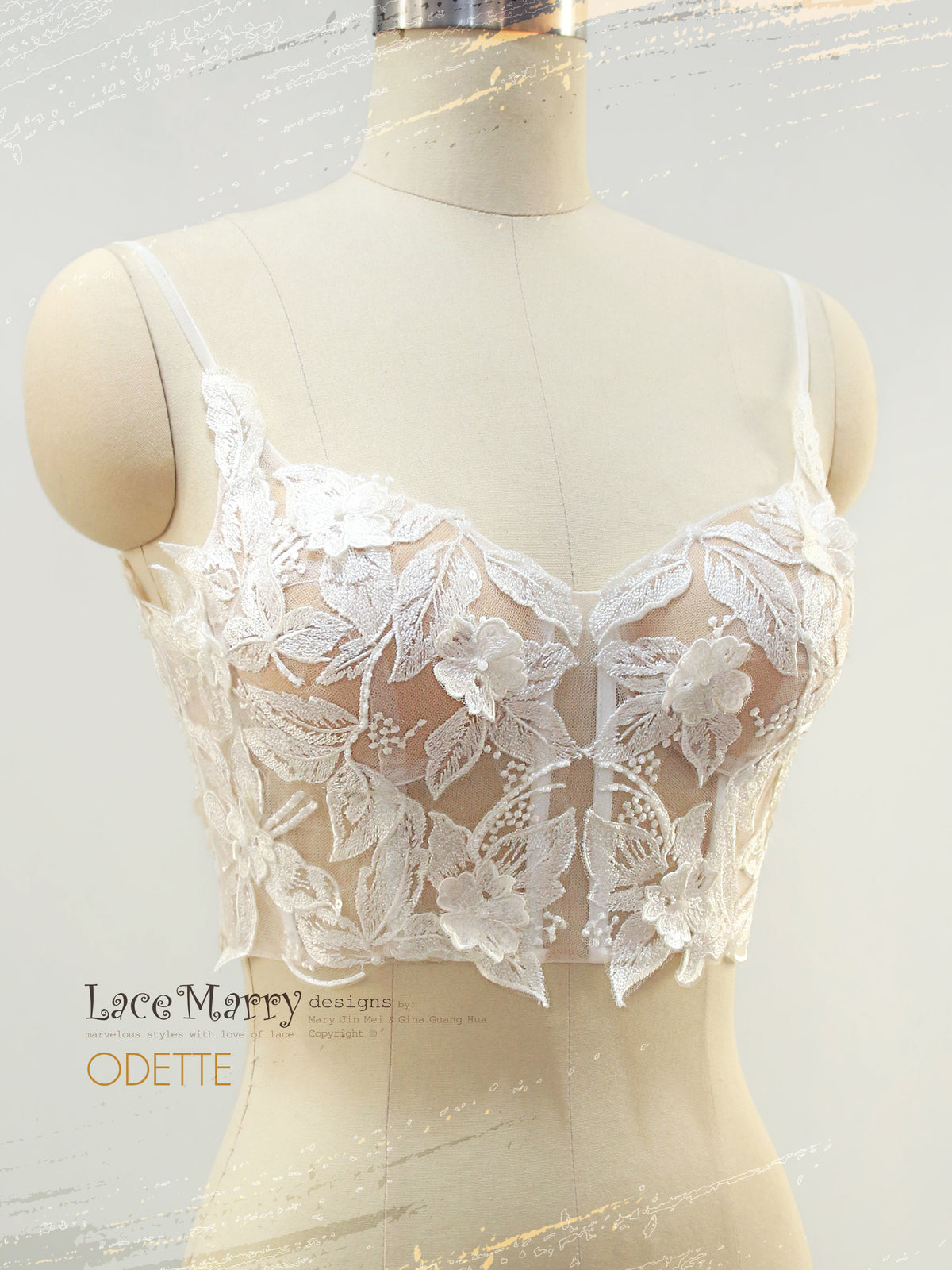 ODETTE / Sexy Lace Crop Top with Thin Straps