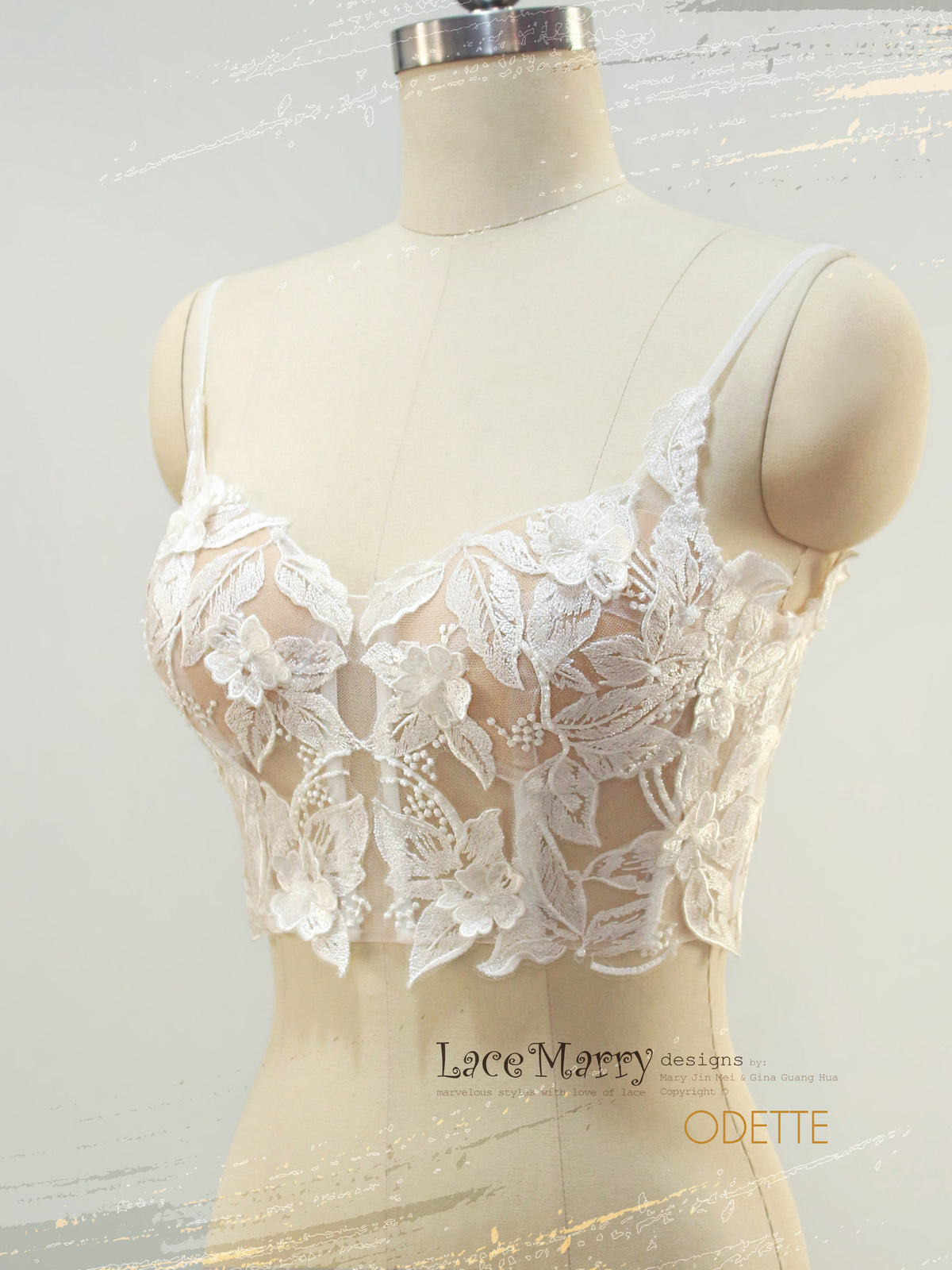 ODETTE / Sexy Lace Crop Top with Thin Straps