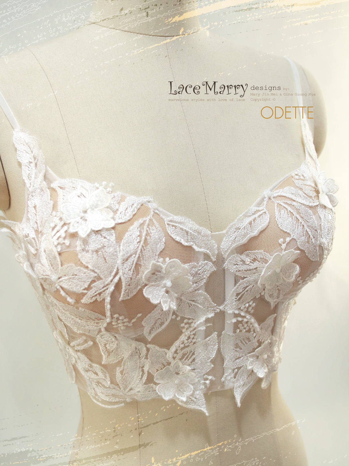 ODETTE / Sexy Lace Crop Top with Thin Straps