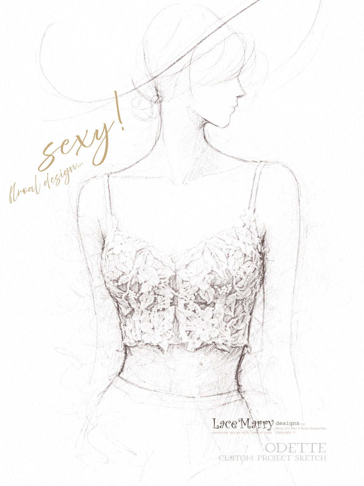 ODETTE / Sexy Lace Crop Top with Thin Straps
