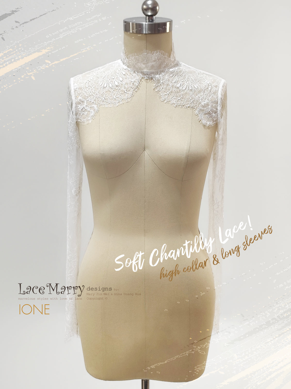 IONE / Elegant Chantilly Lace Bridal Bolero
