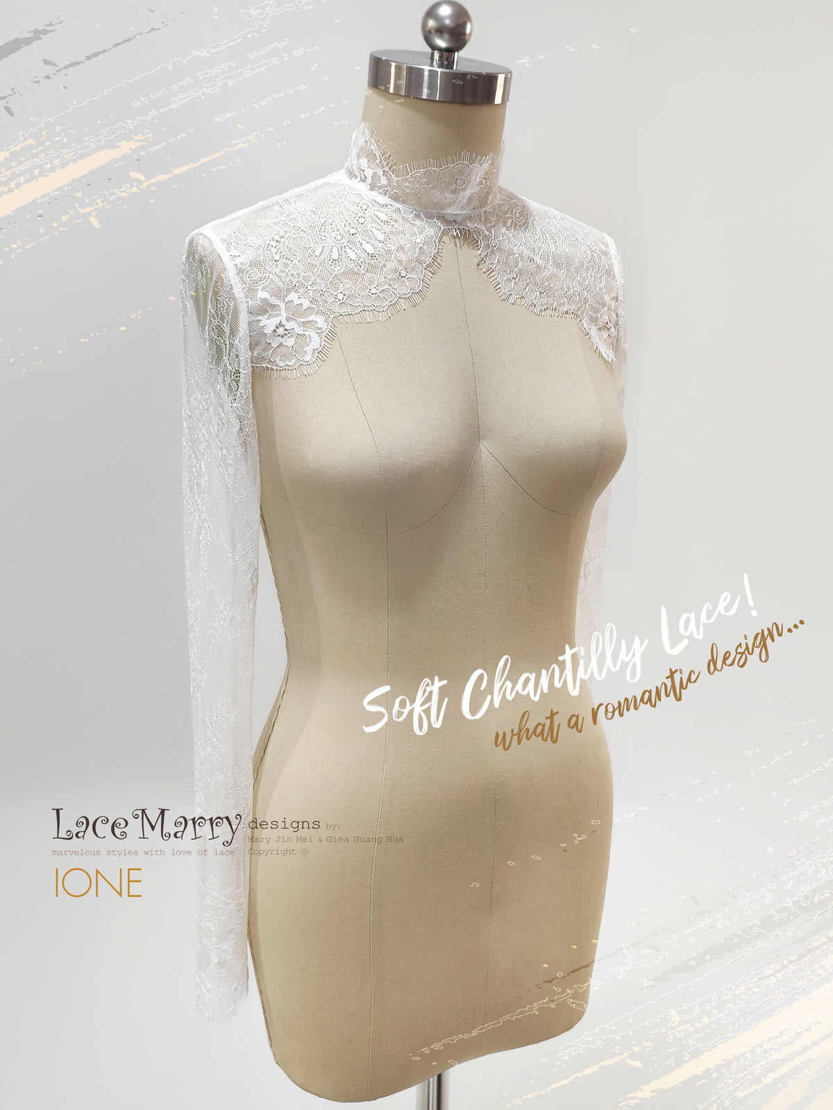 IONE / Elegant Chantilly Lace Bridal Bolero