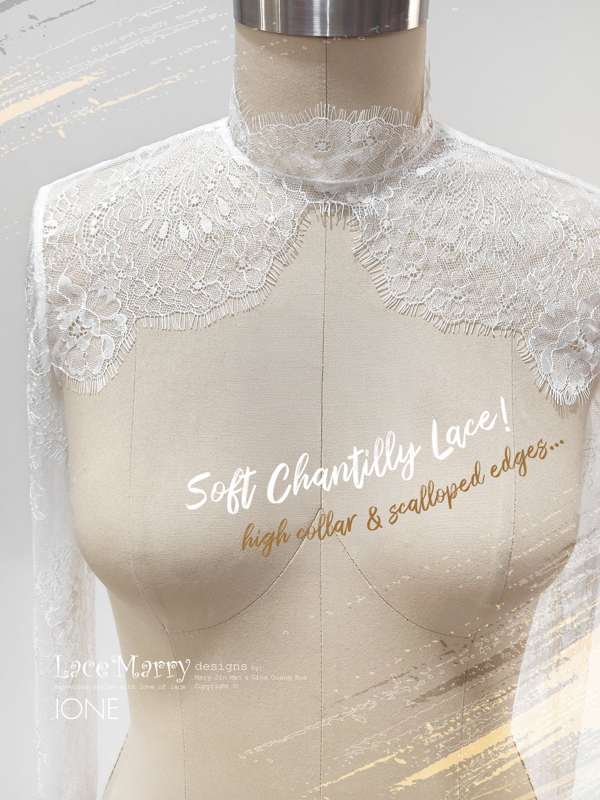 IONE / Elegant Chantilly Lace Bridal Bolero