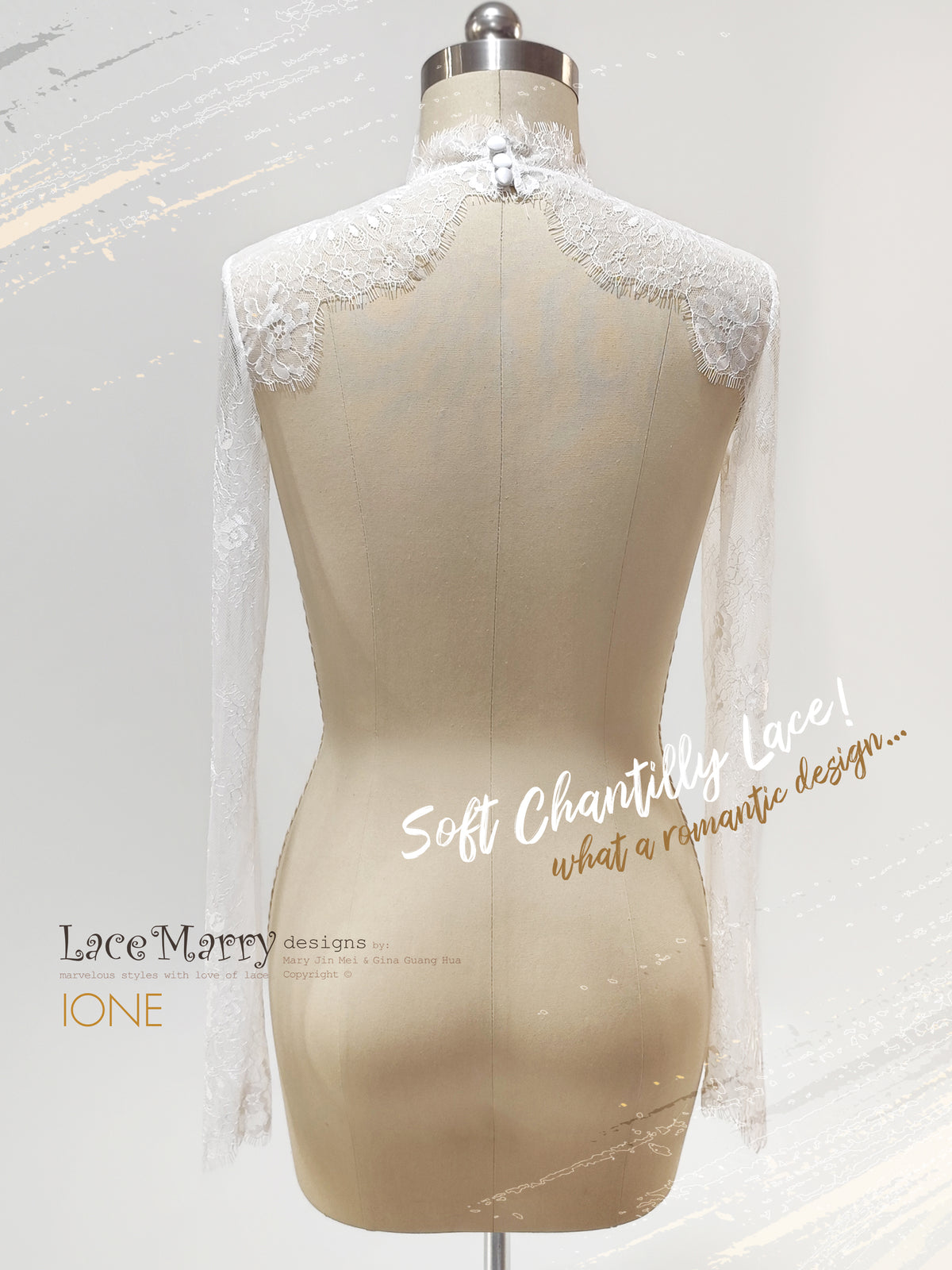IONE / Elegant Chantilly Lace Bridal Bolero
