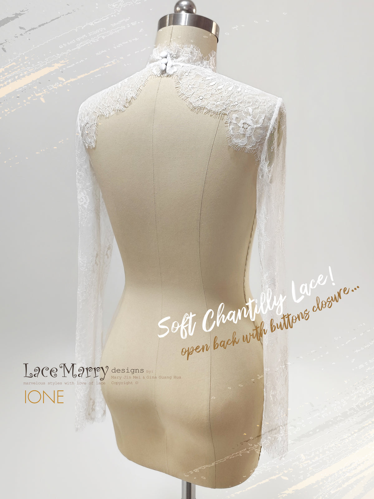 IONE / Elegant Chantilly Lace Bridal Bolero