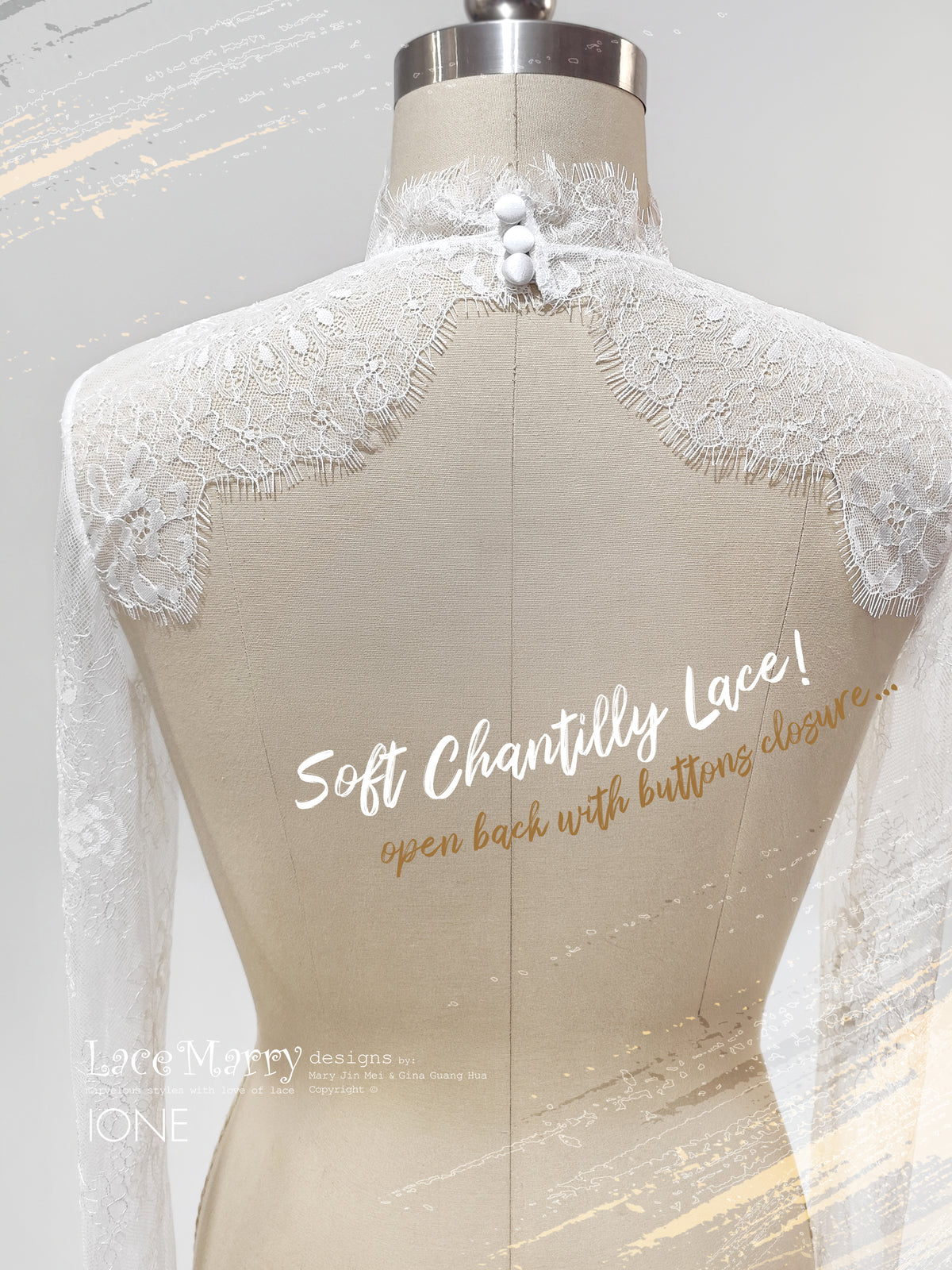 IONE / Elegant Chantilly Lace Bridal Bolero