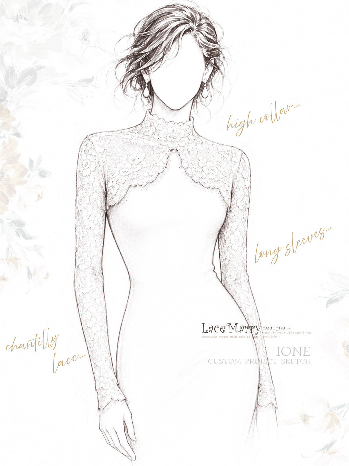 IONE / Elegant Chantilly Lace Bridal Bolero
