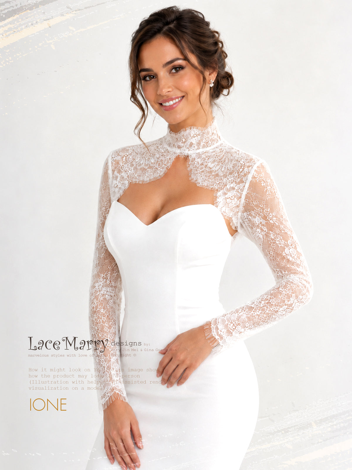 IONE / Elegant Chantilly Lace Bridal Bolero