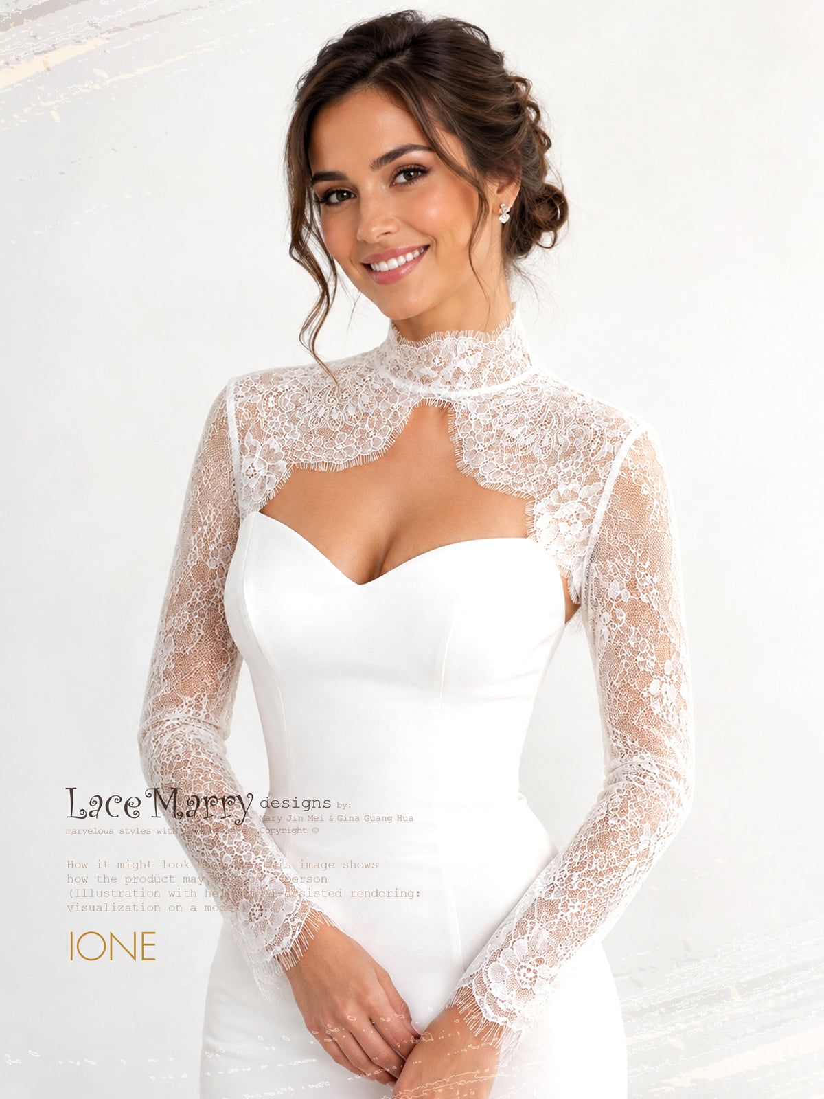 IONE / Elegant Chantilly Lace Bridal Bolero